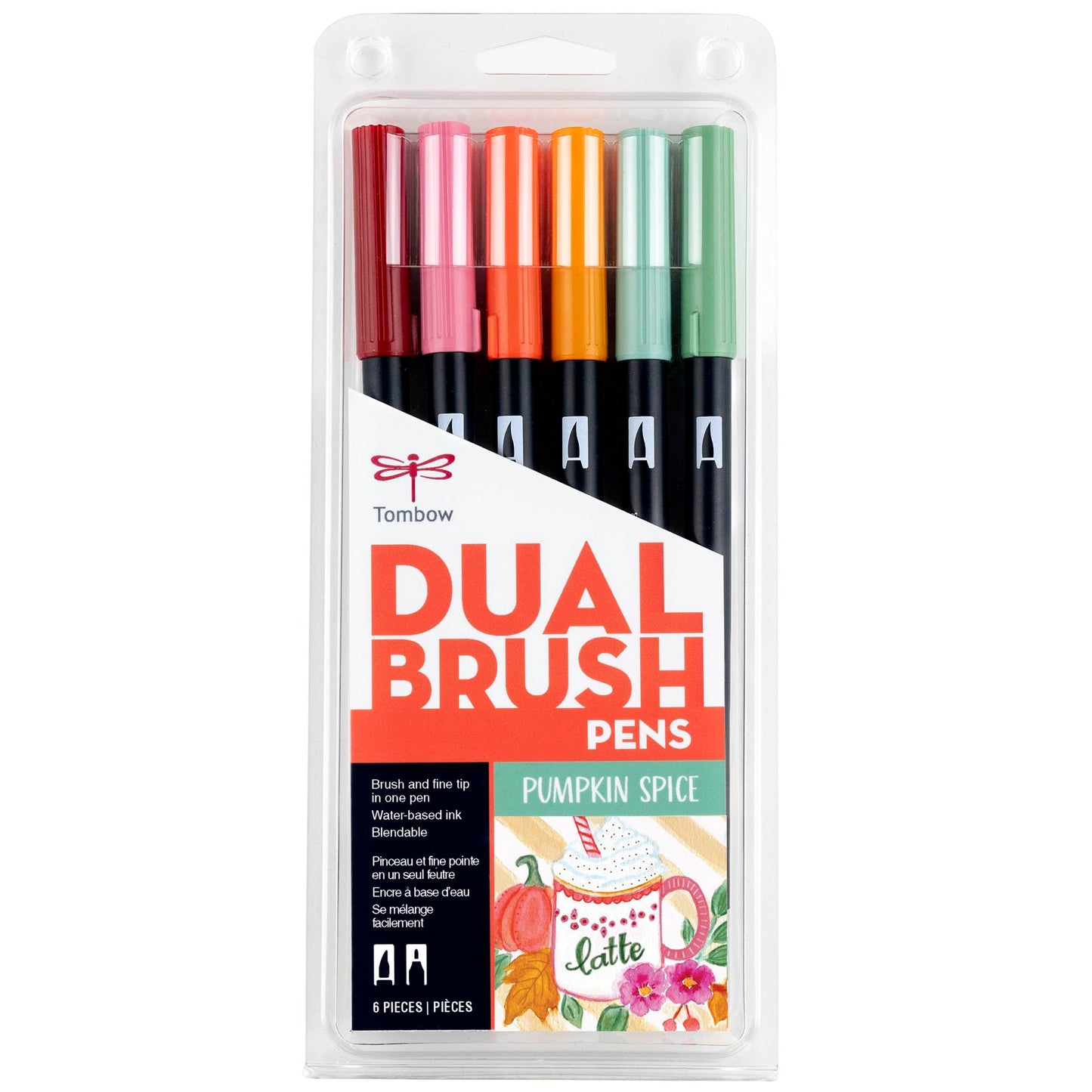 Tombow 56229 Dual Brush Pen Art Markers Pumpkin Spice 6-Pack