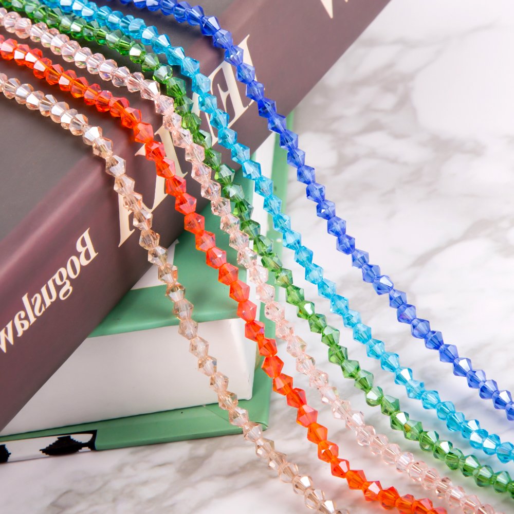 LONGWIN Lot 1800pcs Glass Bicone Beads 4mm for Adults, Crystal Beads Jewelry Making Supply for Bracelets, Necklaces, Earrings