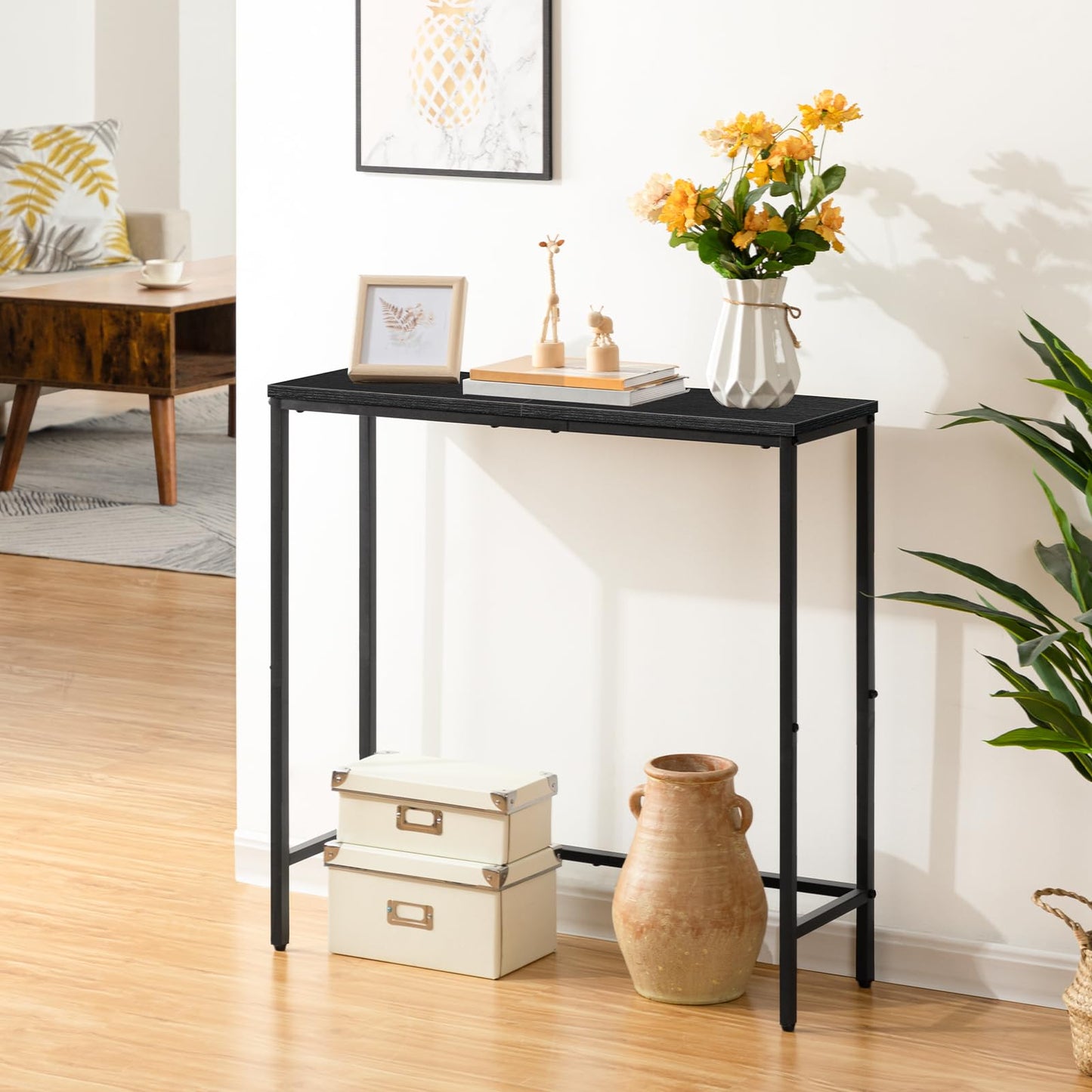 HOOBRO Console Table and Floating Shelves Bundle, 29.5" Small Entryway Table, Wall Mounted Shelf Set of 2, BK75XG01-BF60BJ01