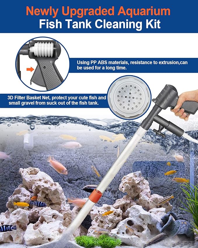 QZQ Aquarium Gravel Cleaner Vacuum Fish Tank Cleaner Tools Kit