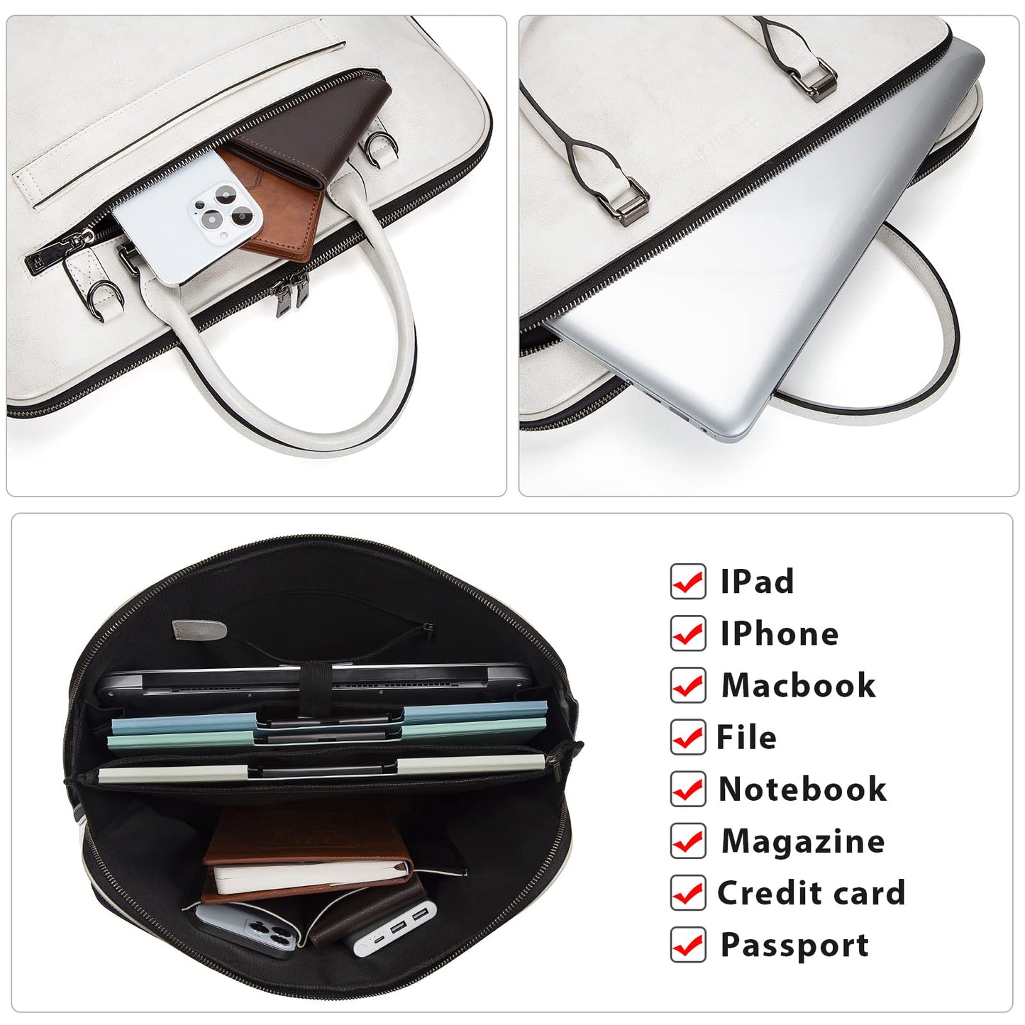 Blofinche Genuine Leather laptop Briefcase: Messenger shoulder bag 15 16 inch men macbook case women work satchel designer handbag Beige