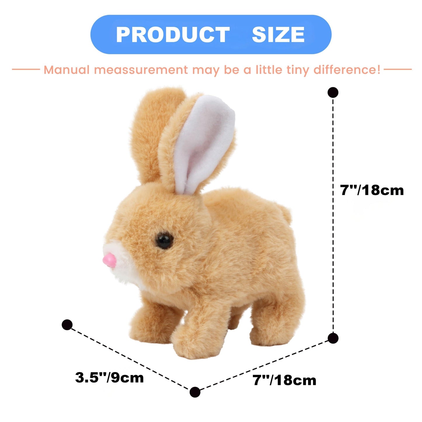 UVAAKZ Bunny Stuffed Animal Plush, Interactive Electronic Pet Hopping Bunny Toy, Realistic Stuffed Bunny Rabbit for Kids (#Brown)