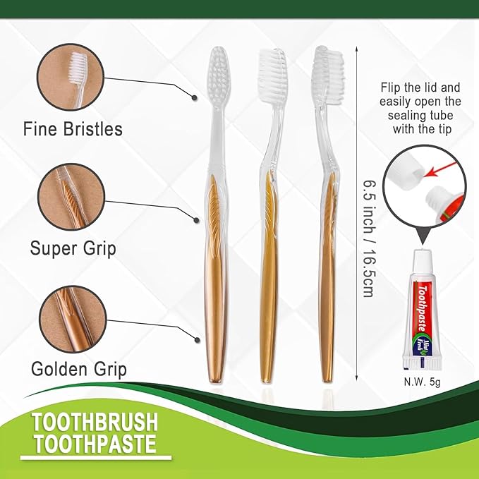 200 Pack Disposable Toothbrushes with Toothpaste Bulk Individually Wrapped, Travel Toothbrushes with Medium Soft Bristle, Manual Travel Toothbrush Kit for Adults, Kids