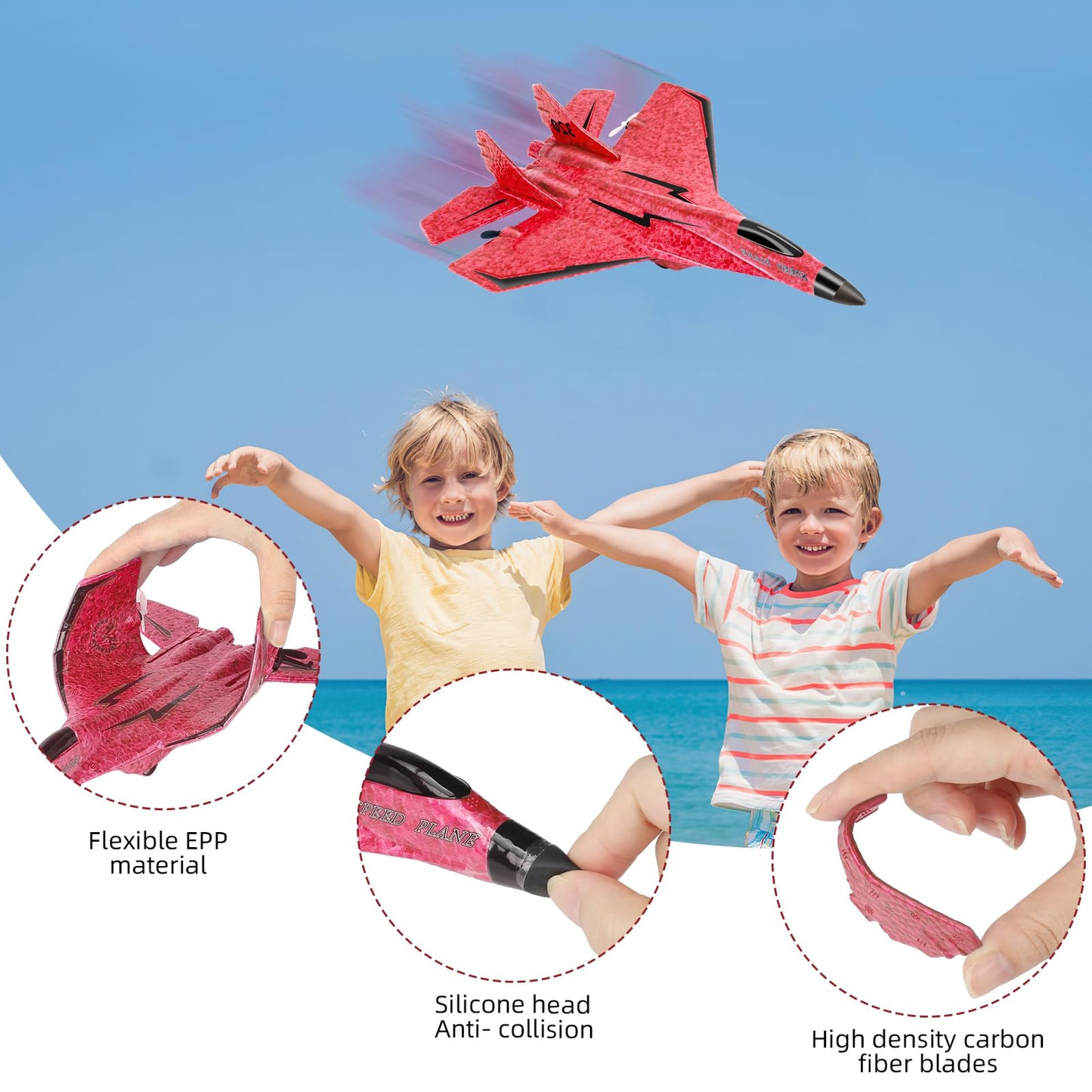Wireless Airplane Toy - 2.4GHZ RC Glider with Lights, Remote Control Airplane for Adults & Kids