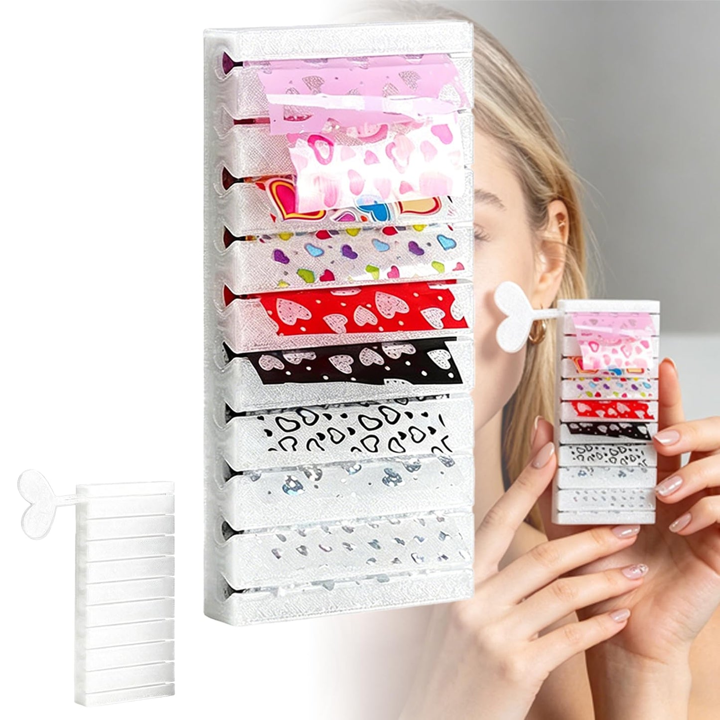 5PCS Nail Art Transfer Foil Storage Box, Pull-and-Cut Nail Foil Decals Organizers with Rolling Tool, Professional Dust-Proof Manicure Tool Container for DIY & Salon Use