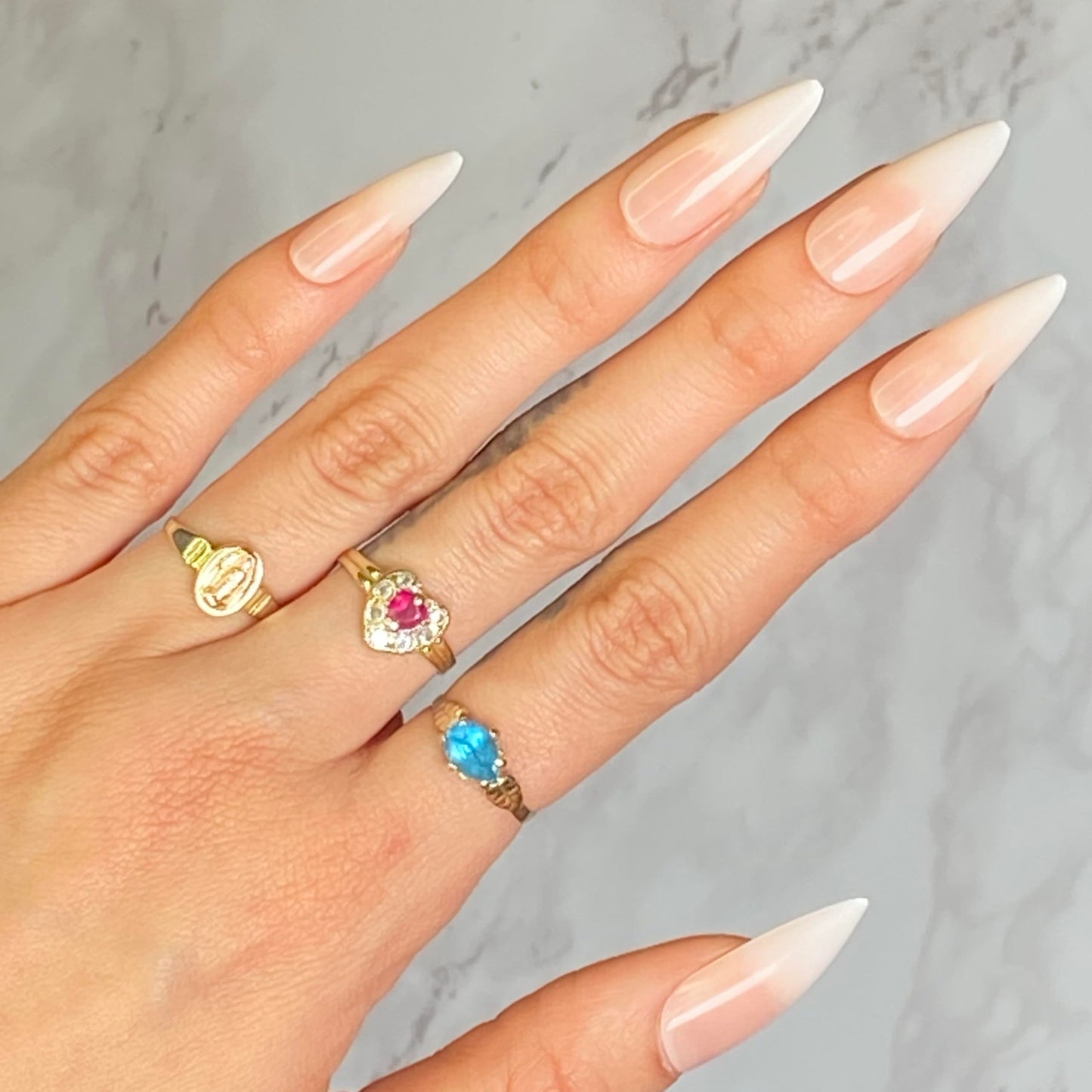 FRENCH KISS Press-On Nails by Lavaa Beauty | Long Stiletto | French Ombré Tip Stiletto Nails