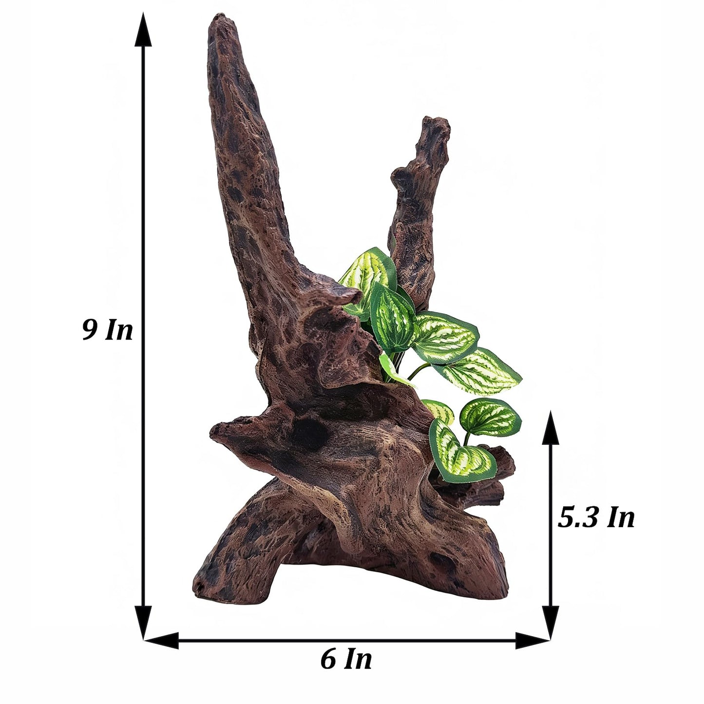 PEUILST Resin Simulation Driftwood Aquarium Decor, Fish Tank Landscape Ornament Hideout for Betta Goldfish Amphibians Reptiles Rest Play Accessories