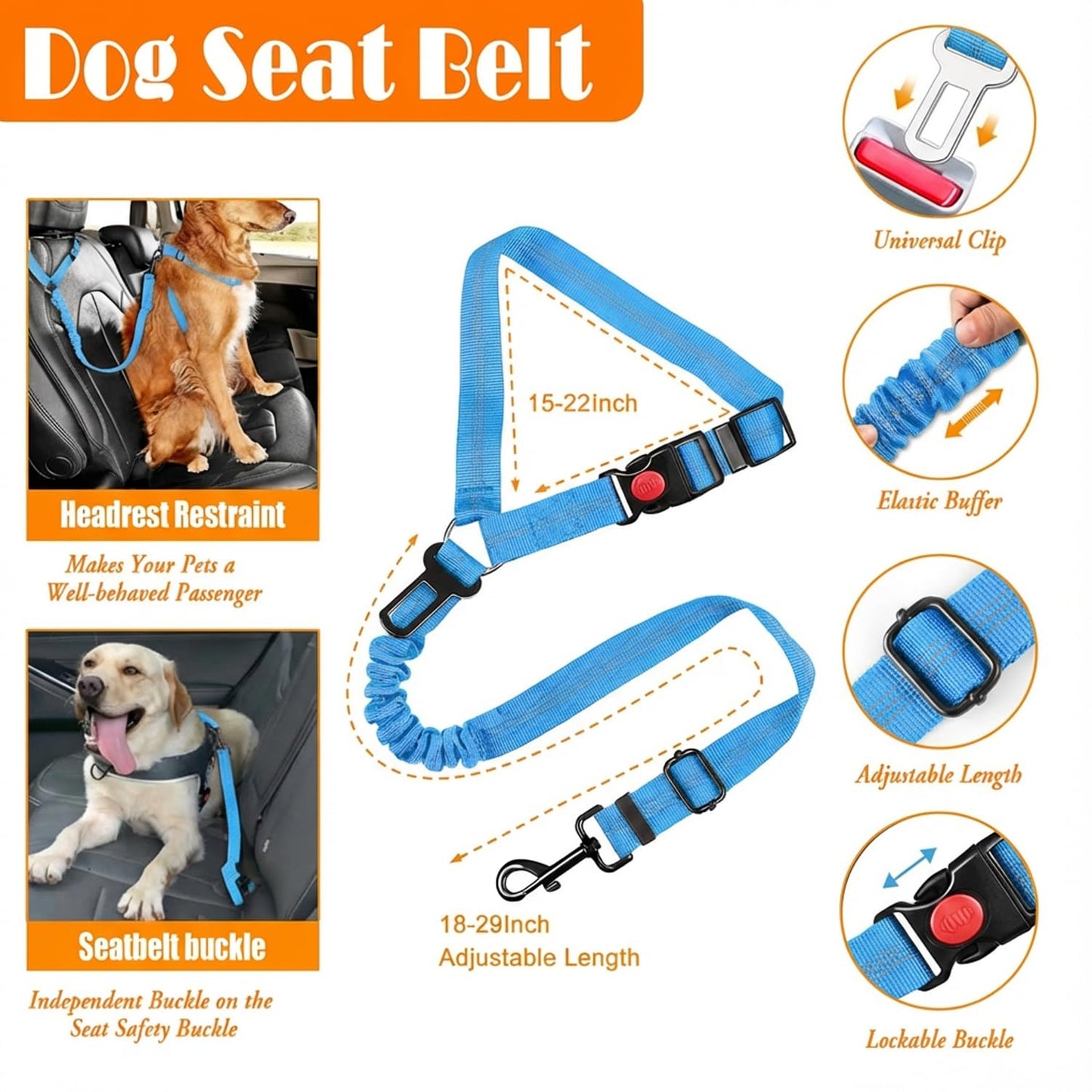 LOBEVE No Pull Dog Harness, Collar & Leash Set | Includes Dog Seat Belt, Collapsible Bowls & Poop Bag Dispenser. Ideal for Training, Walking, Hiking. Fits Small to Large Dogs(Blue-S)