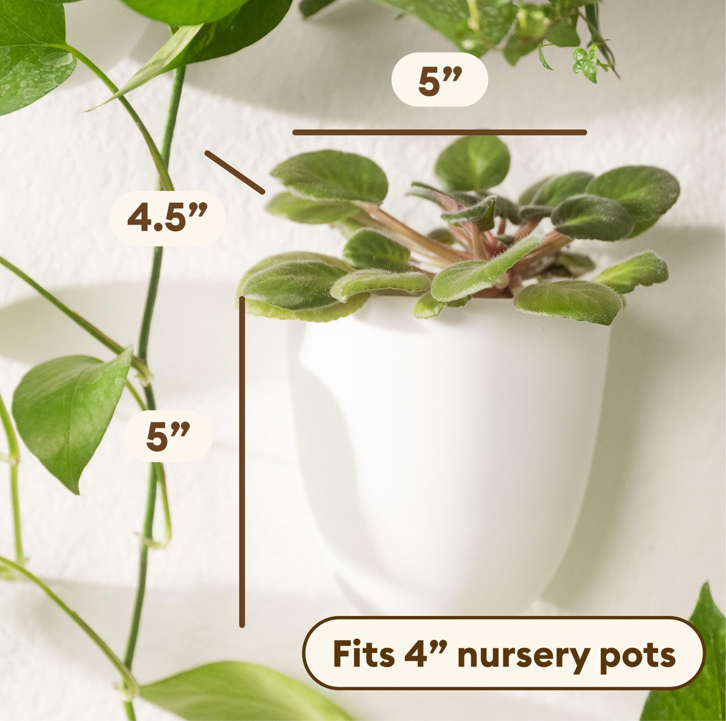 PlantPod Classic - Self-Watering Wall Planters (9, White) - Easy to Water and Install - Lightweight - Design Your Own Vertical Garden - Wall Planters for Indoor Plants