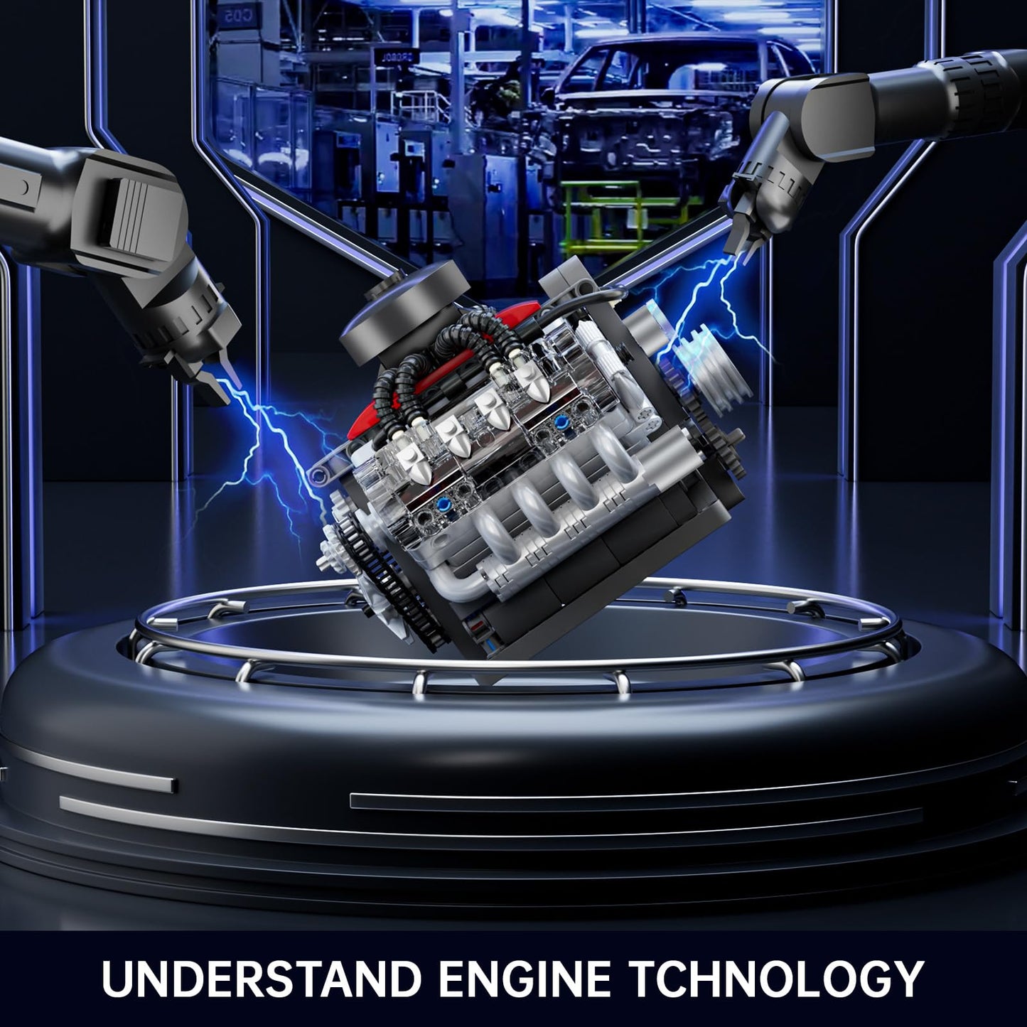 Mould King Mini V8 Engine Kits That Runs, Build Your Own Visible Car Motor, Physical Science Experiment Models for Teens, Best STEM Toy Gifts for 14+ and Adult 10171 (487 Pcs)