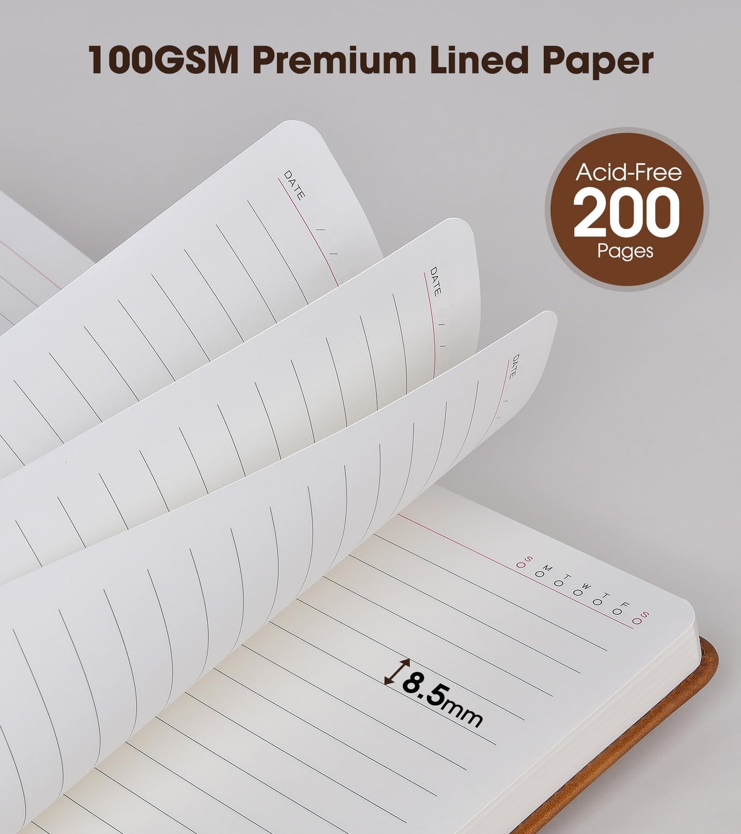 vfaejll A5 Lined Leather Journal Notebook,Hardcover Journal Set with Pen and Gift Box,100Pages 100gsm Thick Ruled Paper Daily Diary for Men Women School,Travel,Business,Work,Writing 5.9" X 8.4"