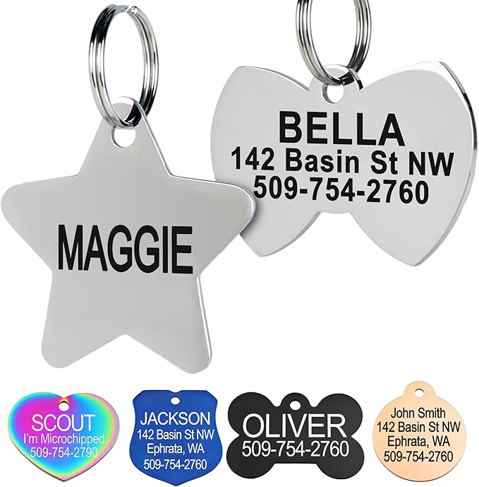 GoTags Stainless Steel Pet ID Tags, Personalized Dog Tags and Cat Tags