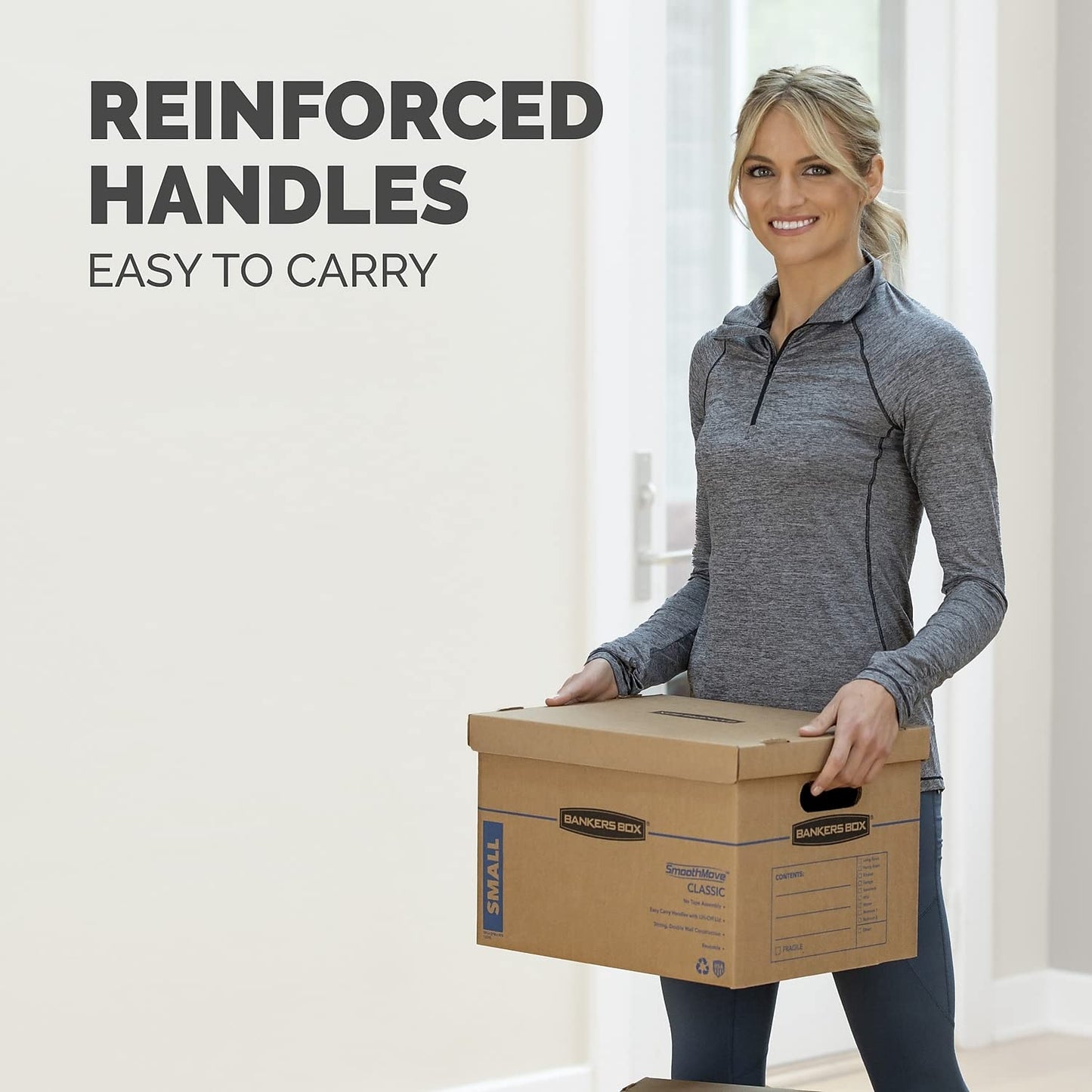Bankers Box Small Classic Moving Box, 20-Pack, Reinforced Handles, Tape-Free Assembly, 15 x 12 x 10 Inches (7714210)