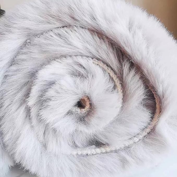 Ghouse Ultra Soft Faux Rabbit Fur Rug, Machine Washable Area Rugs for Bedroom Fluffy Rugs for Living Room, No-Shedding Carpet Sheepskin Rug Grey 2 x 6 Feet