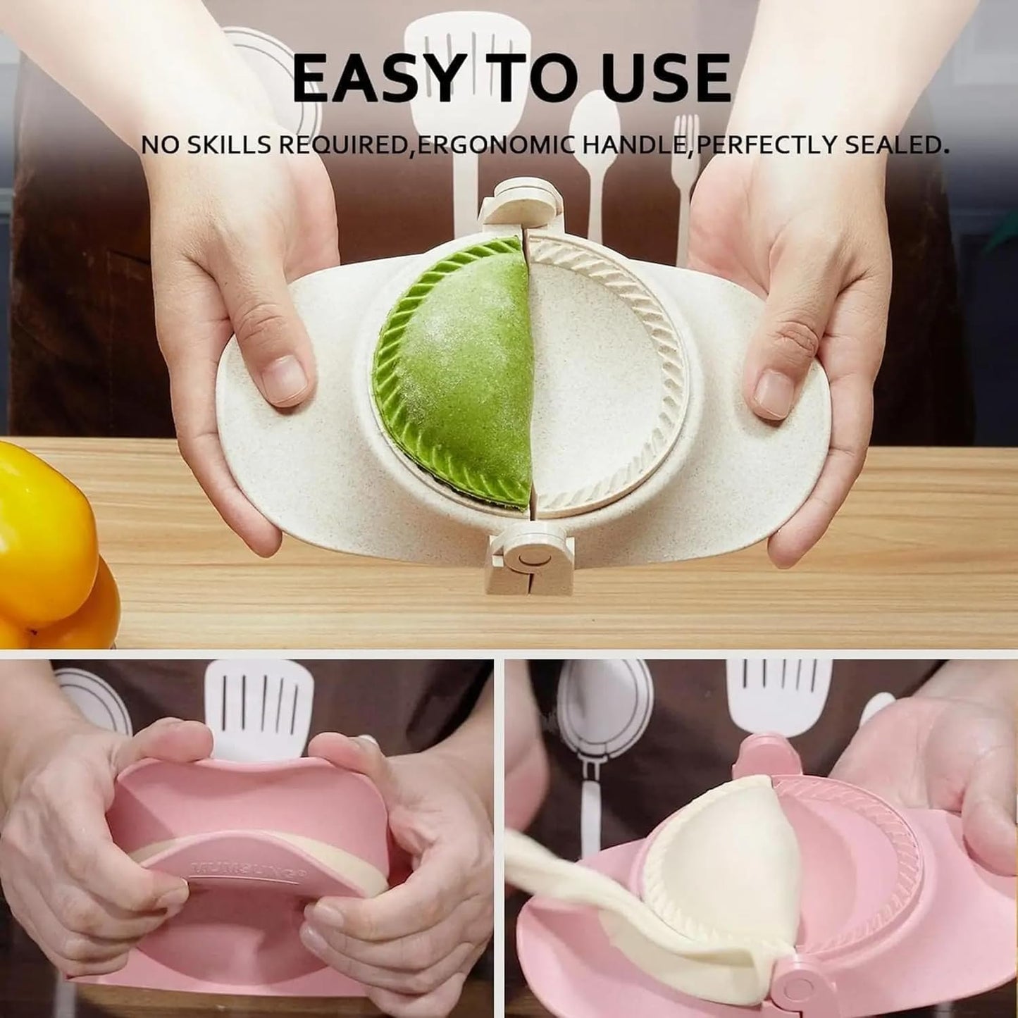 Empanada Maker Press, Multiple Size Dumpling Maker Set with Dough Cutter, Dumpling Mold Set for Pierogi, Pastelitos, Calzone, Turnovers, Chinese Dumpling,3 Sizes (4.2"/3"/2.6")