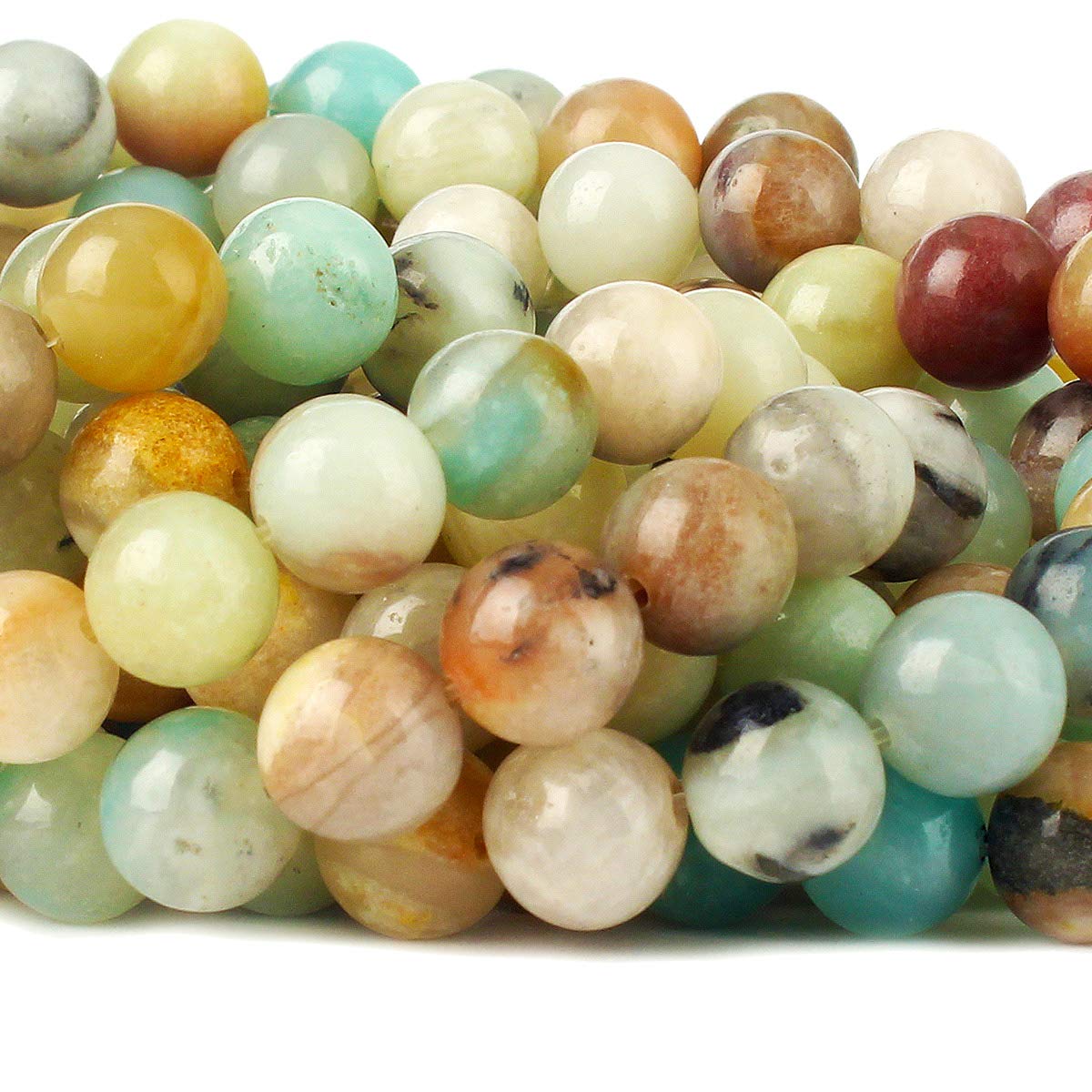 70PCS Natural 8MM Healing Gemstone, Amazonite Energy Stone Round Loose Beads, Semi-Precious Crystal Beads with Free Elastic String for Jewelry Making DIY