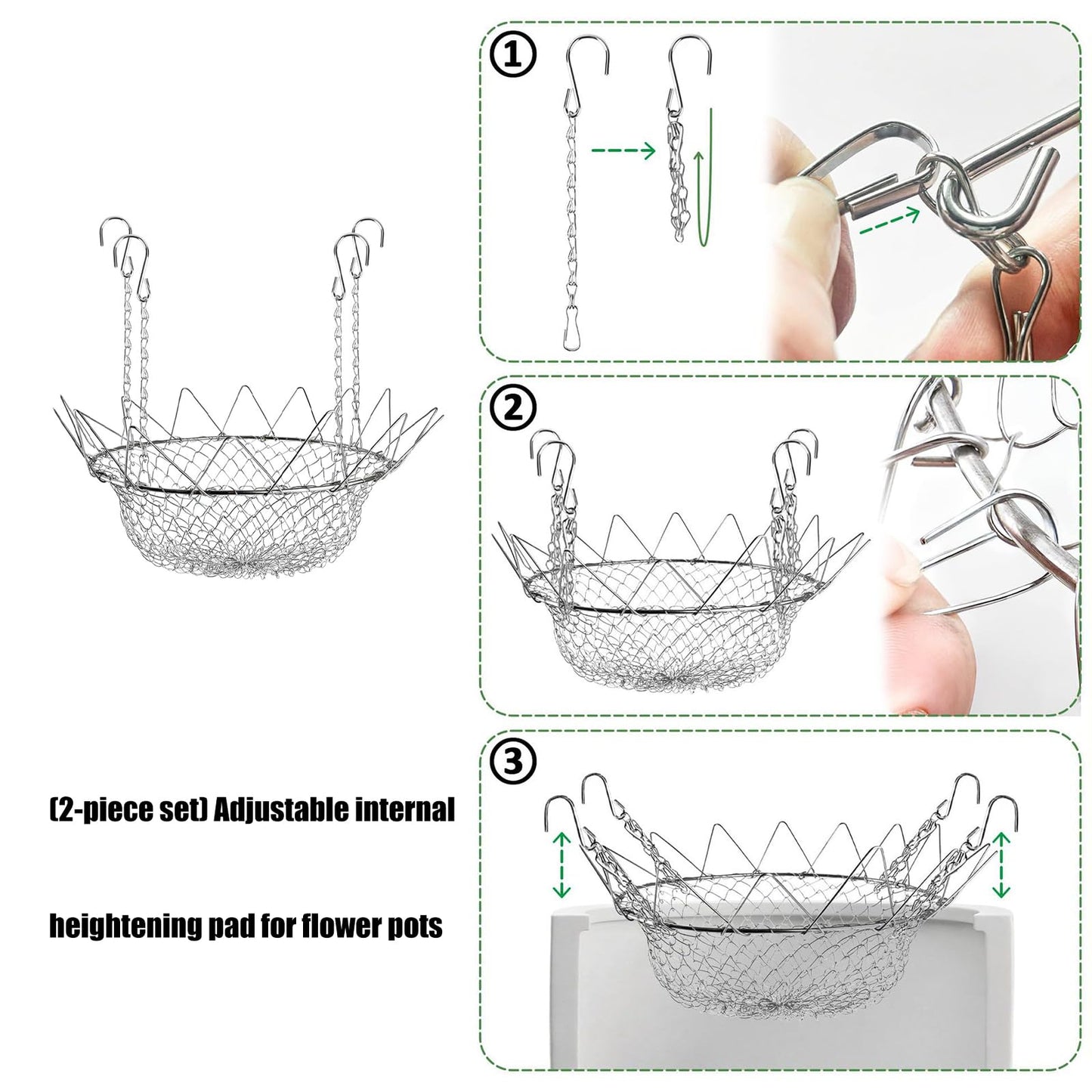 Decours 2 Pack Adjustable Planter Inserts for Large Receptacles with 12 to 18 Inch Opening Fit and Rust Build Outdoor Container Planner