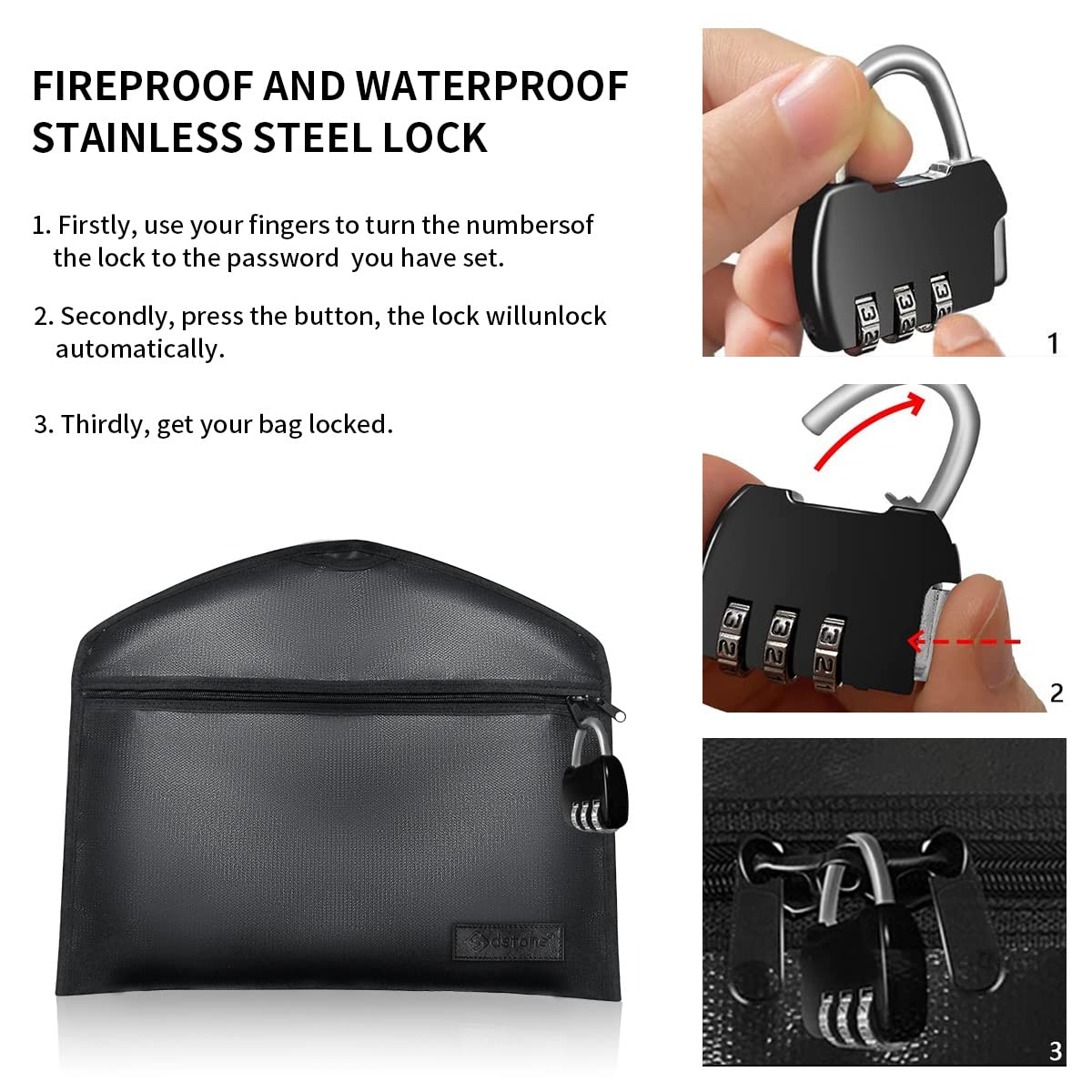 Sdstone Hanger Diversion safe with Lock, Fireproof Hanger Safe with Small Fireproof Bag,Secret Safe Under Clothes with Hidden Compartment to jewelry safes for home or Travel Safe 1 pack