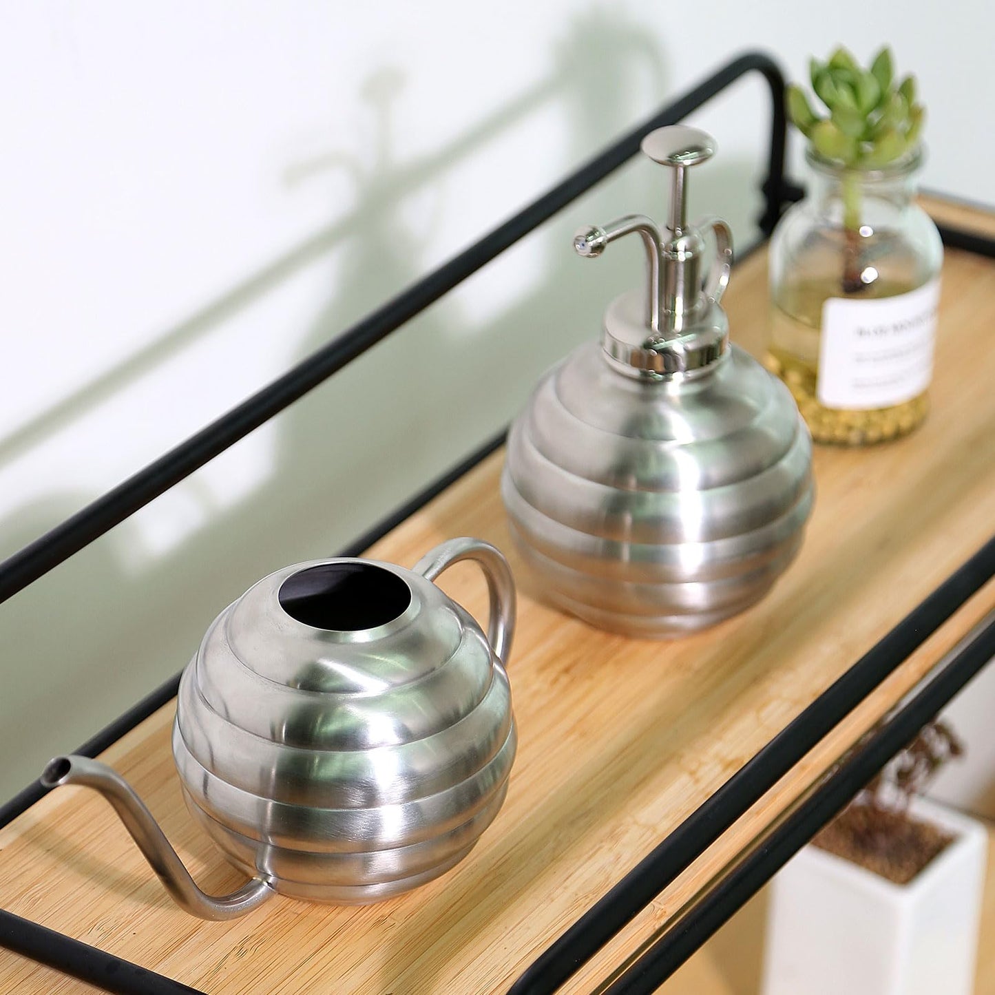 Lianshi Plant Watering Bottle, 400ml/14oz, Retro Style Watering Can, Matte, Frosted (Silver)