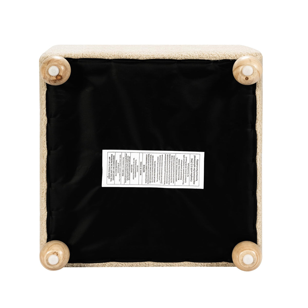 17.3" Modern Oatmeal Teddy Velvet Storage Ottoman