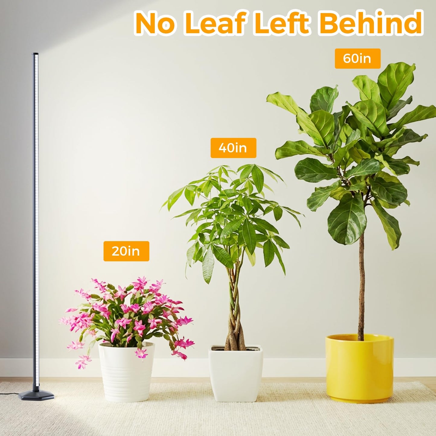 Grow Lights for Indoor Plants with Timer, 42W 192 LEDs Full Spectrum Vertical Grow Light 65 Inch Standing Grow Lights with Foot Switch,3 Light Modes 10-Level Dimmable Wide Coverage