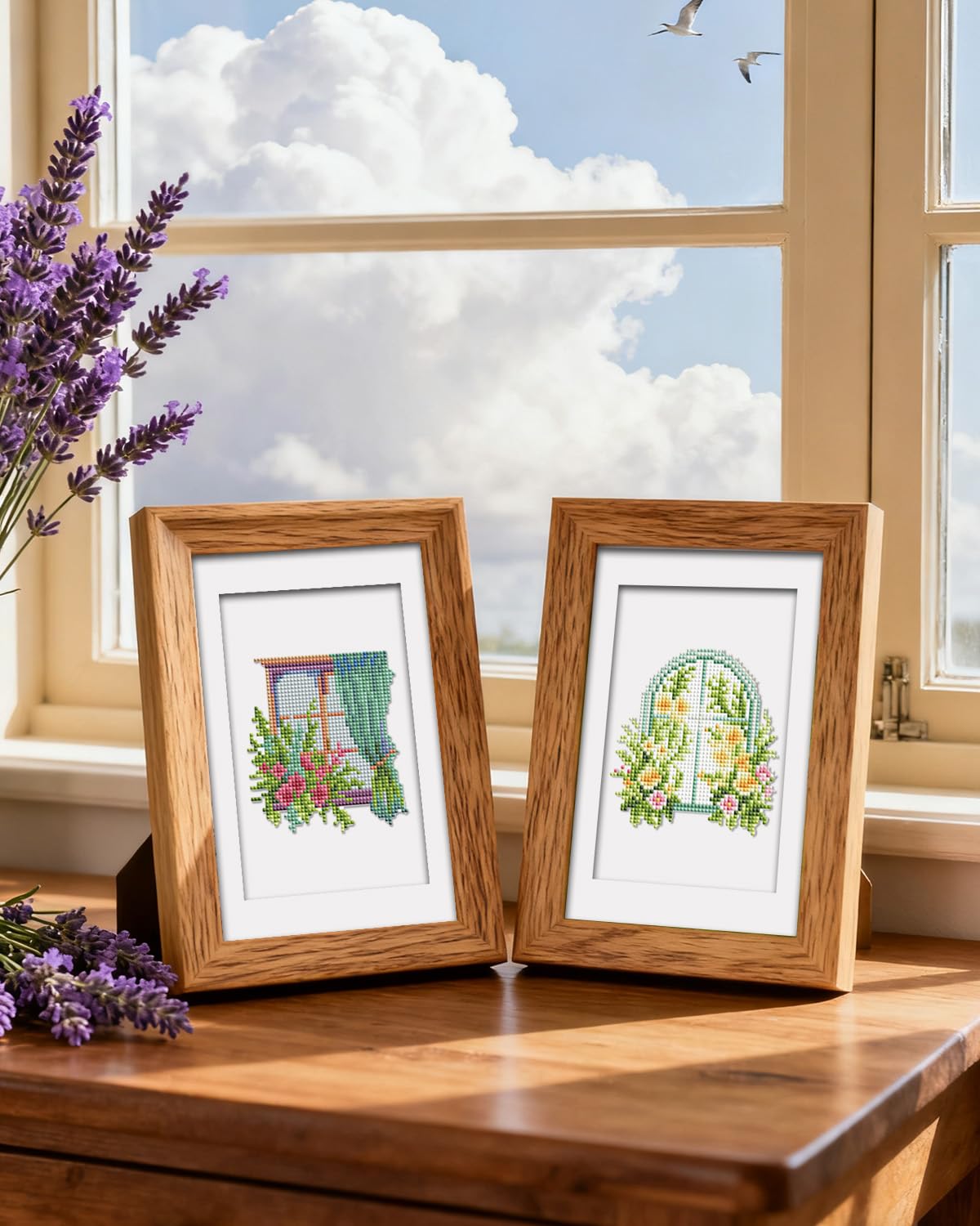 PeakLuv 12 Pcs Small Diamond Art Kits, Floral Window Mini Diamond Painting Kits for Adults, 5D DIY Square Drill Diamond Dots, Quickly Finishable Flowers Gem Art for Home Wall Desktop Decor, 6X7in