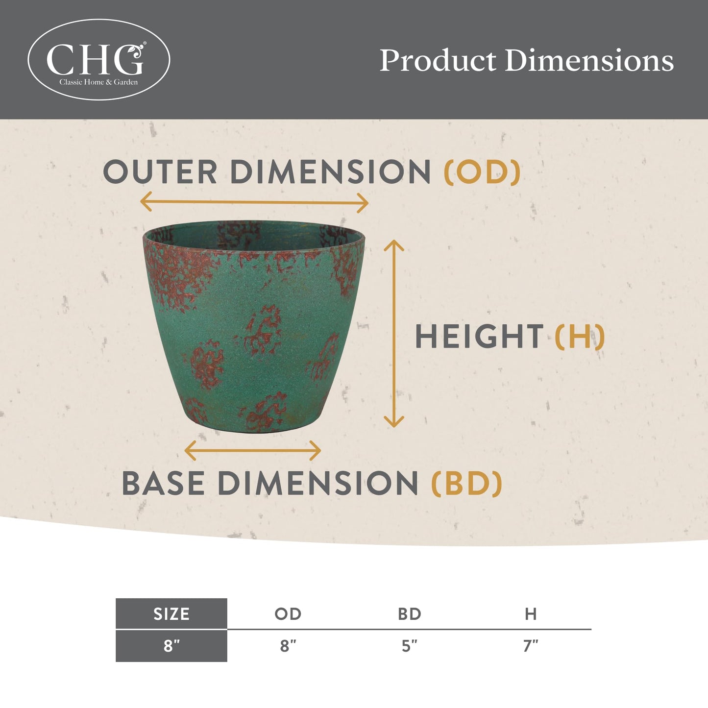 Classic Home and Garden Premiere Collection Planter Vogue, 8", Patina Copper