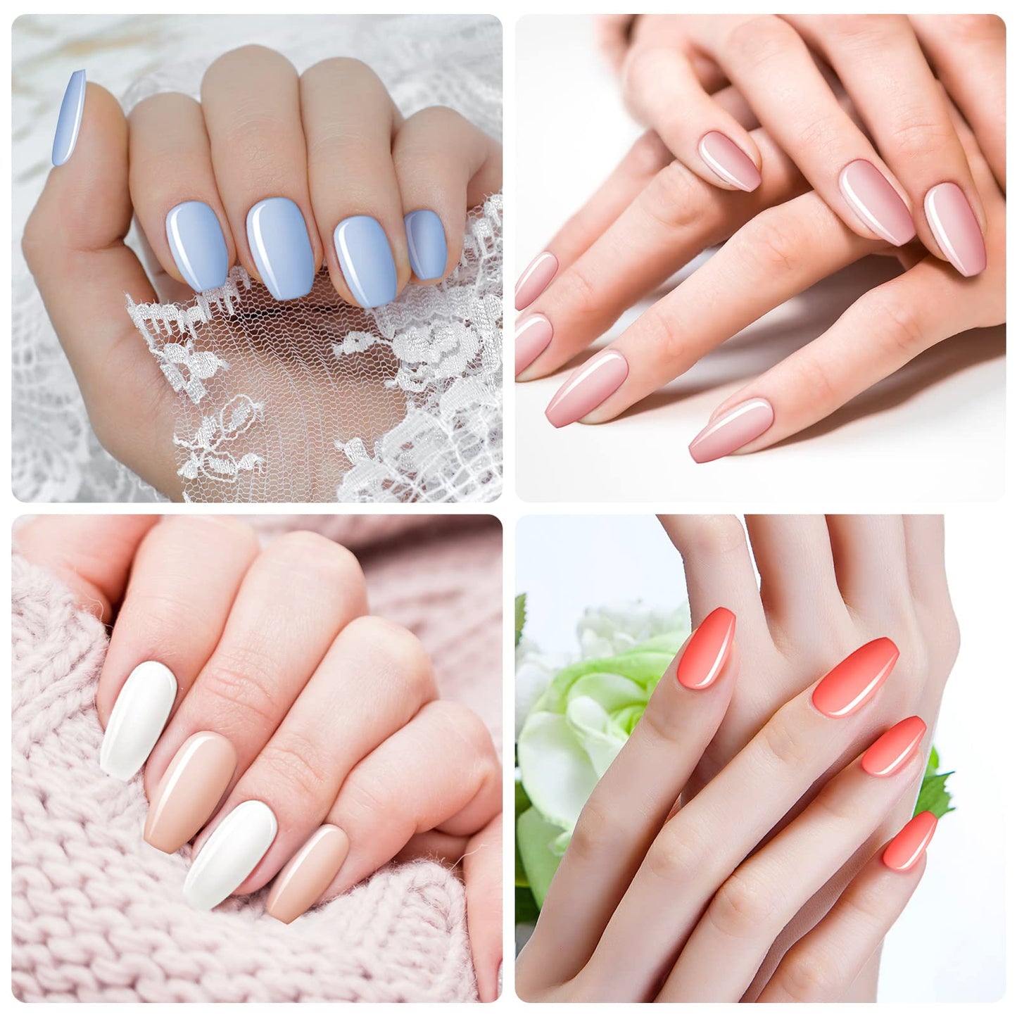 Maitys 720 Pieces 30 Sets Medium Square False Nails Artificial Ballerina Glossy Press on Nails Solid Color Coffin Fingernail for Women Girls Accessories(Cute Colors)