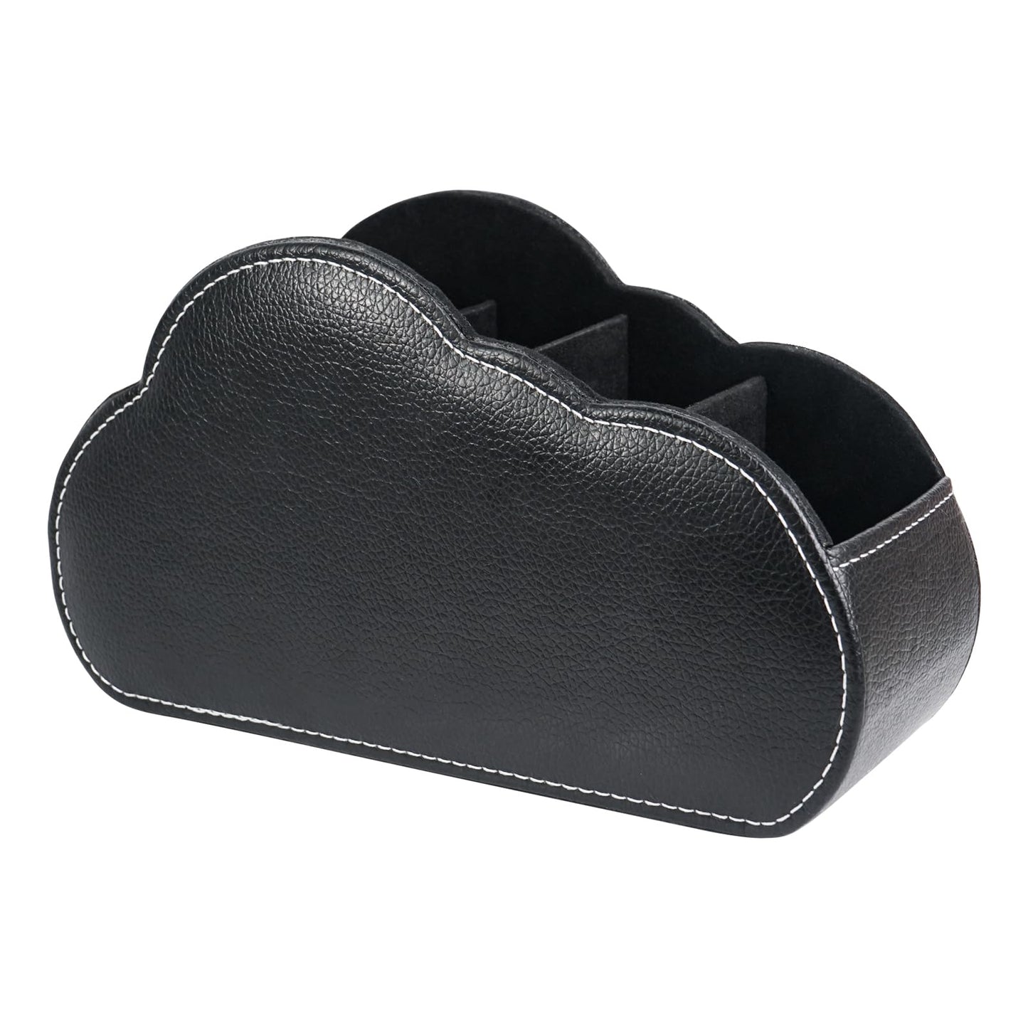 DreamsEden PU Leather Desk Organizer, Remote Control Holder Pen Pencil Cup Box Decorative Tabletop Storage Caddy for Home Office Accessories, 5 Slots