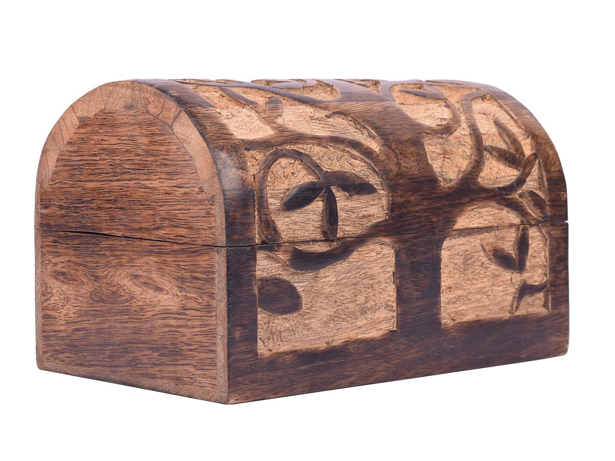 Large Wooden Tree of Life Chest Box Decorative Jewelry Trinket Holder Keepsake Storage Box Organizer Multi-Utility 9 x 6 inches
