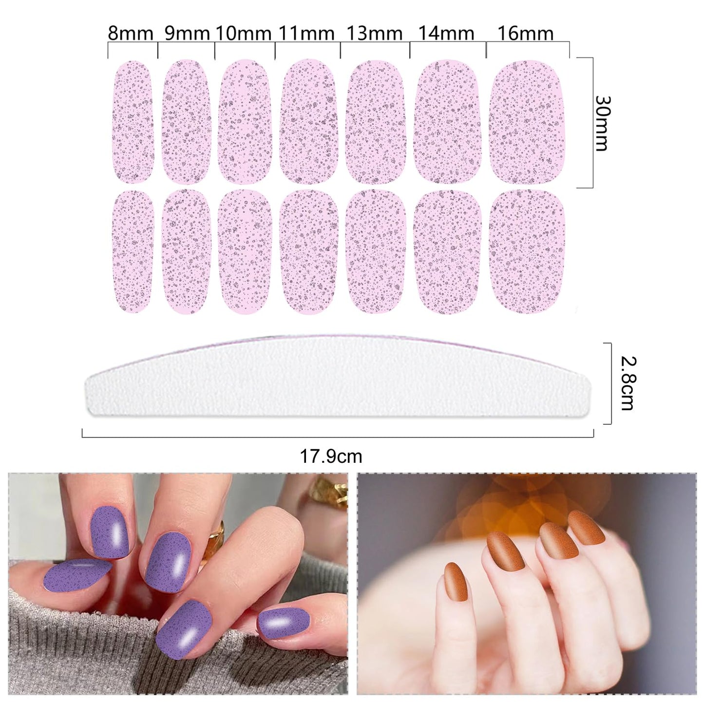 YECIRALA 20 Sheets 280 Pieces Solid Pink & Red Nail Wraps for Women & Girls - Self Adhesive Nail Art Stickers & Decals - DIY Nail Polish Strips Set with Nail File