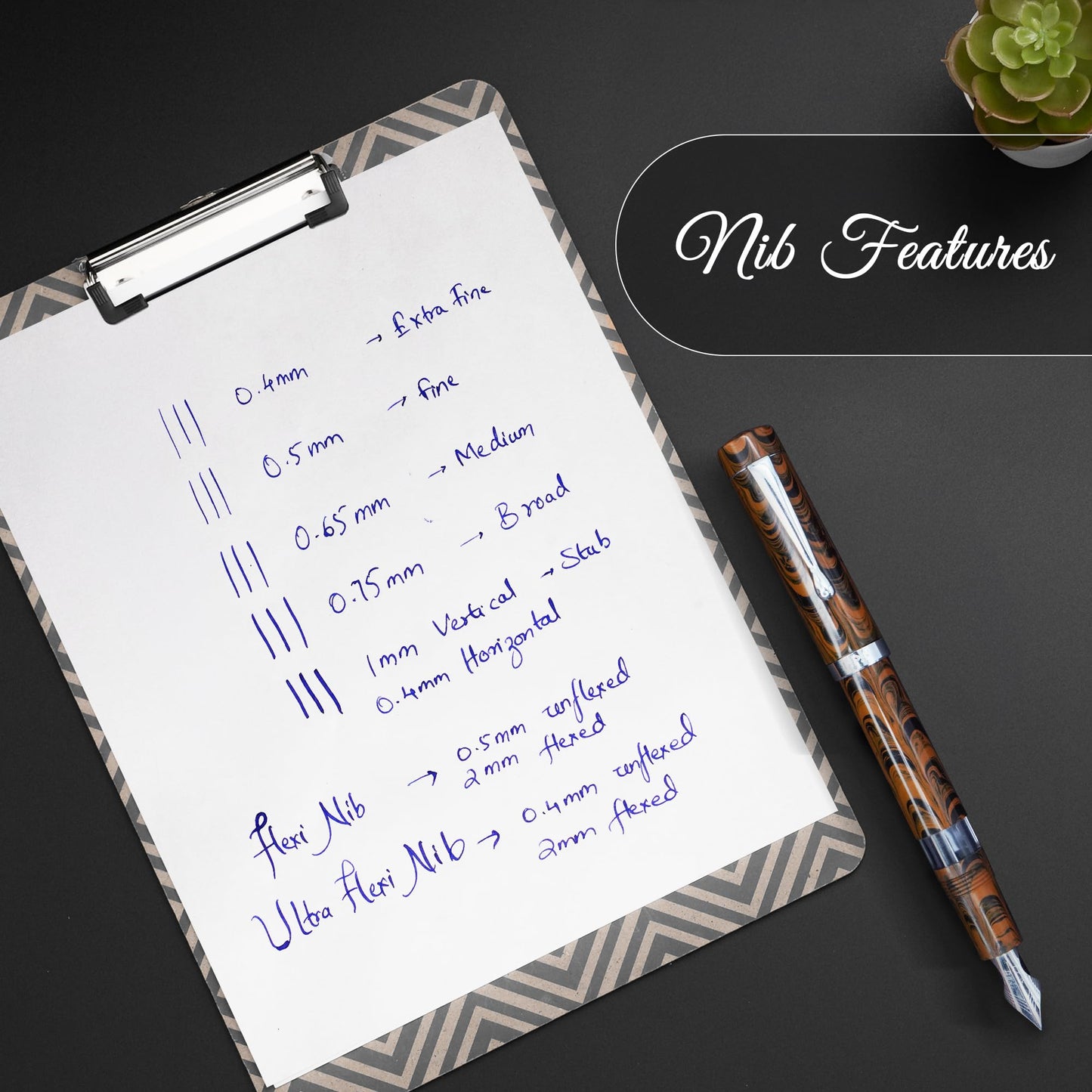 Jaipur V2 Piston Filled Refillable Fountain Pen - Brown Ultra Flex Cursive Pen w/Stainless Steel Nib - Luxury Pens w/Acrylic Body & Ebonite Feed - Fountain Pens for Journaling & Calligraphy