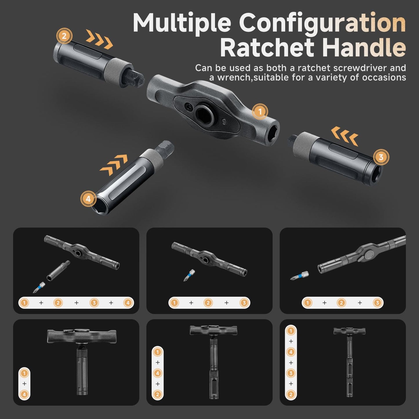 42 in 1 Magnetic Screwdriver Set, DIY Ratchet Screwdriver Set, Multi Bit Screw Drive with Storage Case, Portable Compact Repair Tool Kit for Gifts, Furniture, Computer, Bicycle