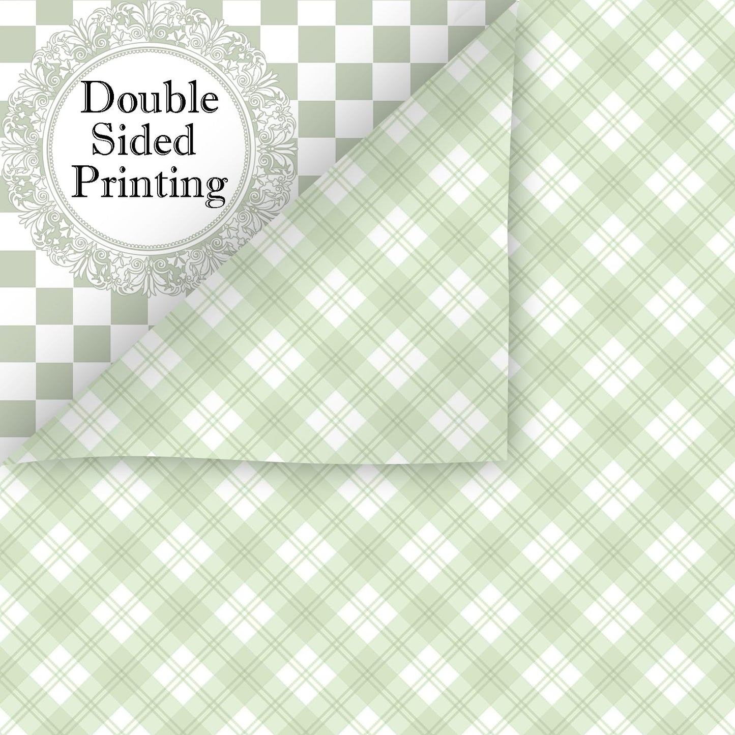 24 Sheets Sage Green Plaid Scrapbook Paper, Double Side Greenery Lattice Patterns Decorative Craft Paper Folded Flat for Spring Easter Birthday Card Making Baby Showers Photo Album Decor, 12'' x 12''