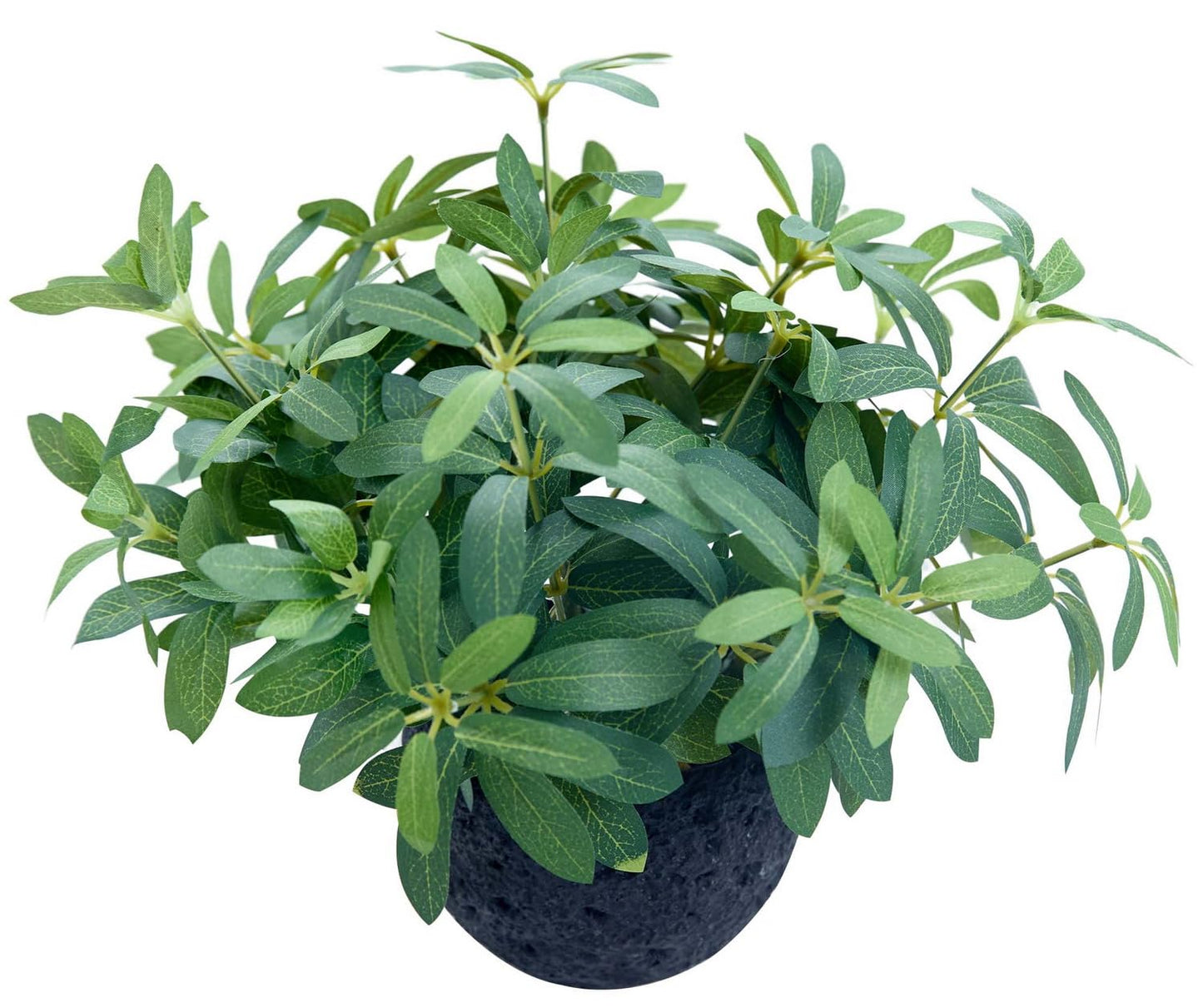 AlphaAcc 9.5" Artificial Plants with Olive Leaves Real Looking Faux Plants Fake Greenery Potted in Black Round Ball Planter for Tabletop Bathroom Kitchen Office Housewarming Gift Home Decor