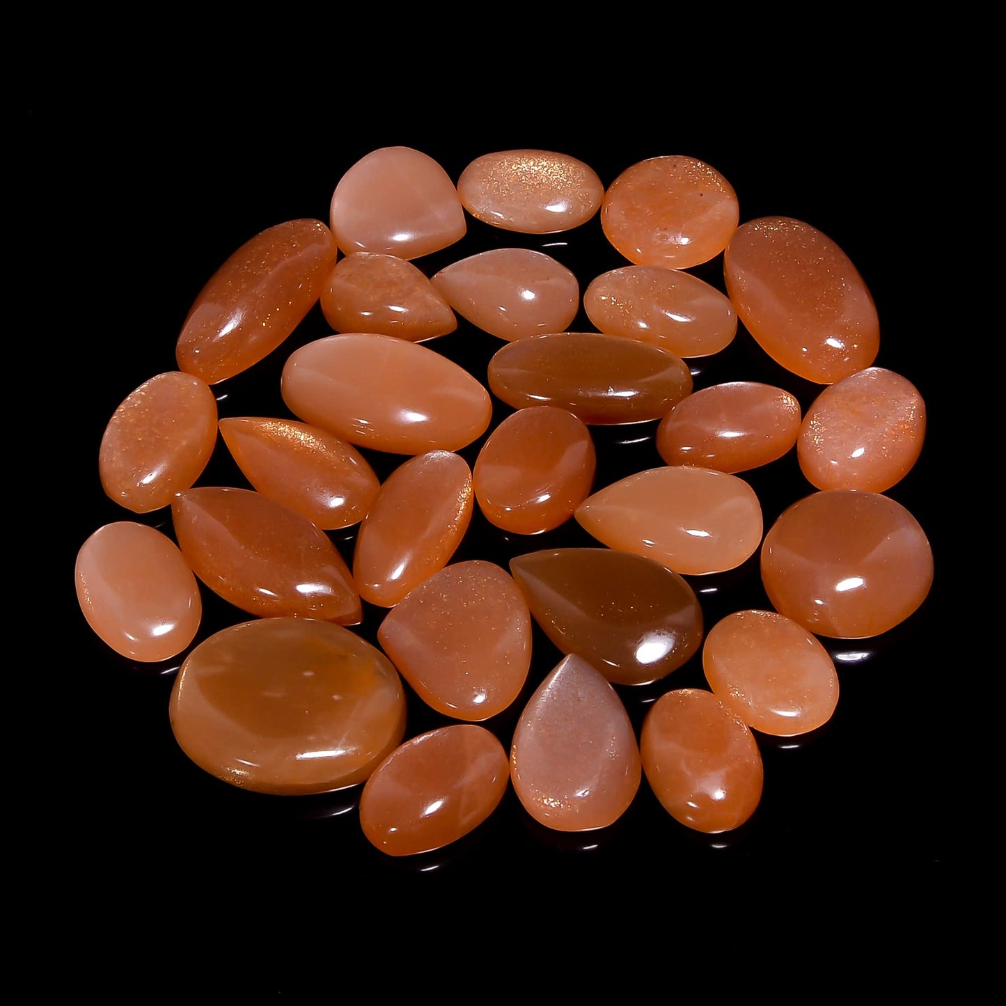 Natural Peach Moonstone Gemstone- Healing Crystals for DIY Jewelry Making -Loose Natural Cabochon -Perfect for Crafting Unique Jewelry Designs (5 pcs, 25-35 mm)