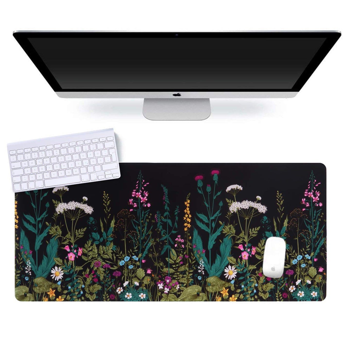 iCasso Compatible with MacBook Air 13 Inch Case 2021-2018 Release A2337 M1/ A1932/A2179,Extended Gaming Mouse Pad (35.4x15.7 in), Desk Mat, Large Stable Rubber Base Mousepad with Stitched Edge, Weed
