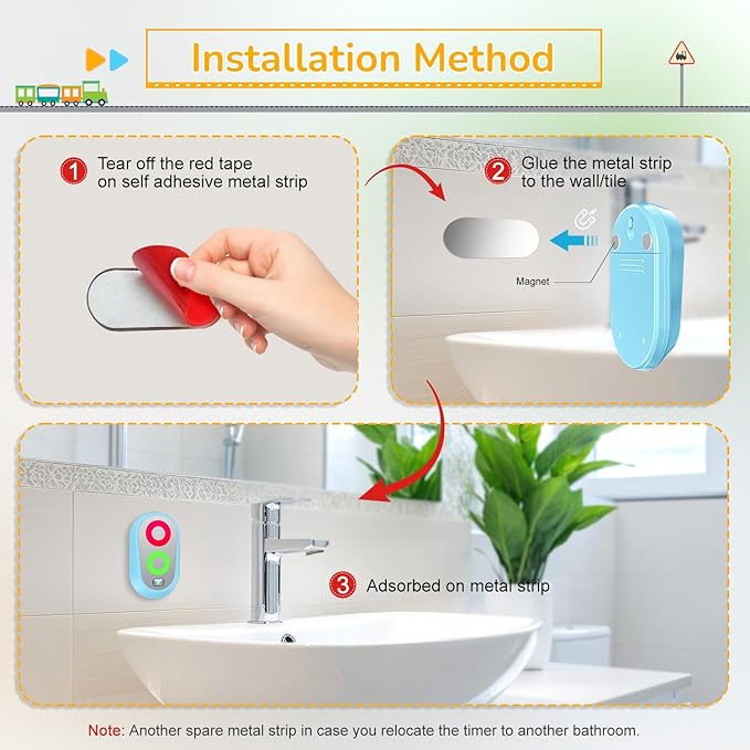 Toothbrush Timer for Kids 2 to 3 Minutes, Funny Novelty Gift for Kids Adults, Magnetic Waterproof Timer with Color Lights in Bathroom for Children Training Coach (Blue)