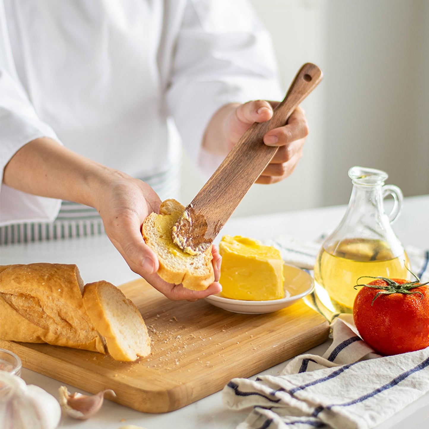 Skinny Wooden Spurtle Spatula for Sourdough Starter, Baking & Cooking, Non-Scratch Dough Scraper and Jar Mixing Tool, Ergonomic Stirring Stick for Canning, Spreading & Kneading (11 Inches)