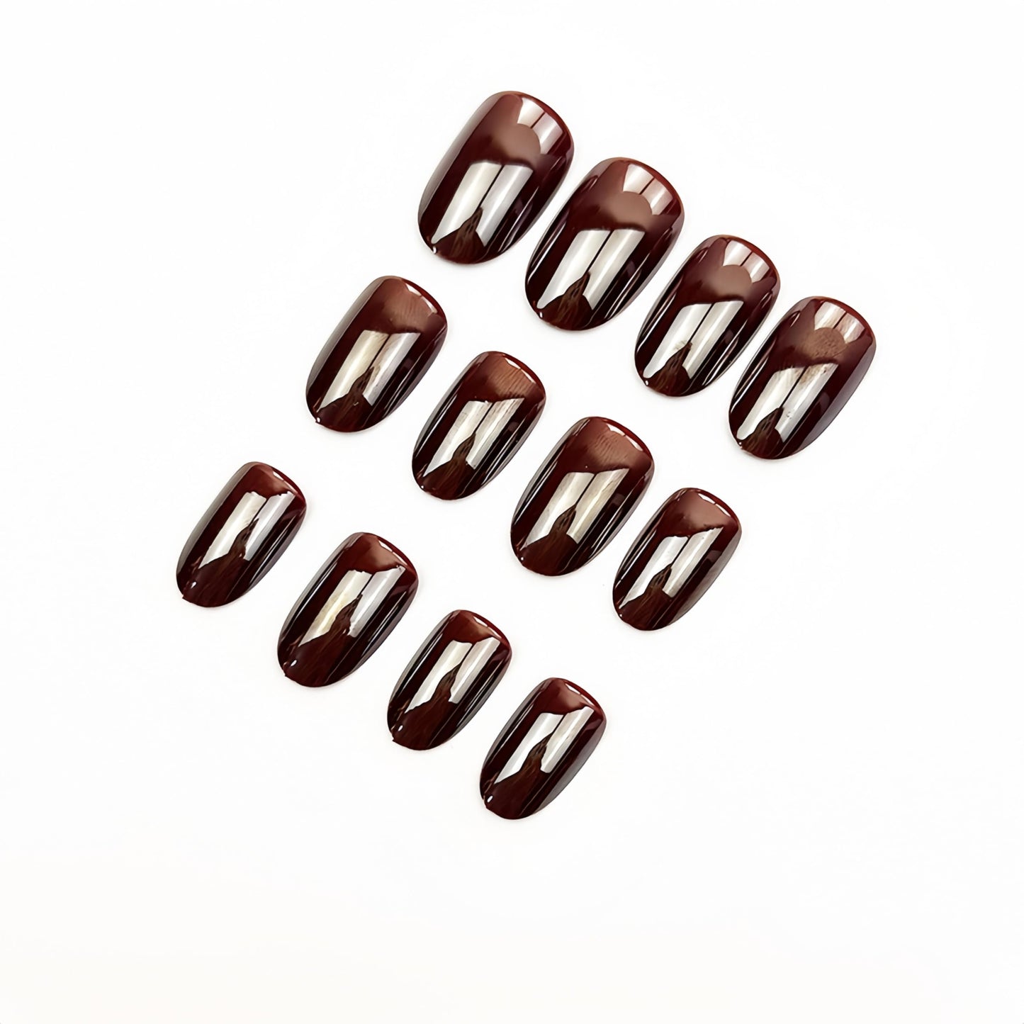 Fall Press On Nails Short - KQueenest Chrome Brown Press On Nails Oval, Sparkle Soft Gel Fake Nails Press on Short Almond, Reusable Cute Glitter Glue on Nails for Women, Thick Salon Quality, 24 Pcs
