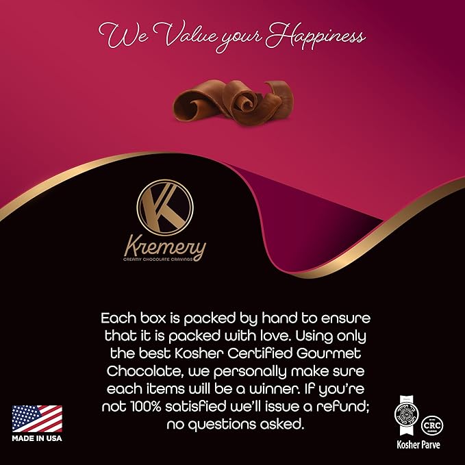 KREMERY Creamy Chocolate Cravings - Halloween Treats For Adults Chocolate Covered Sandwich Cookies & Cream Gift Basket, in Elegant Gift Box (12 Cookies, Assorted Sweet Toppings) Holiday Xmas Christmas