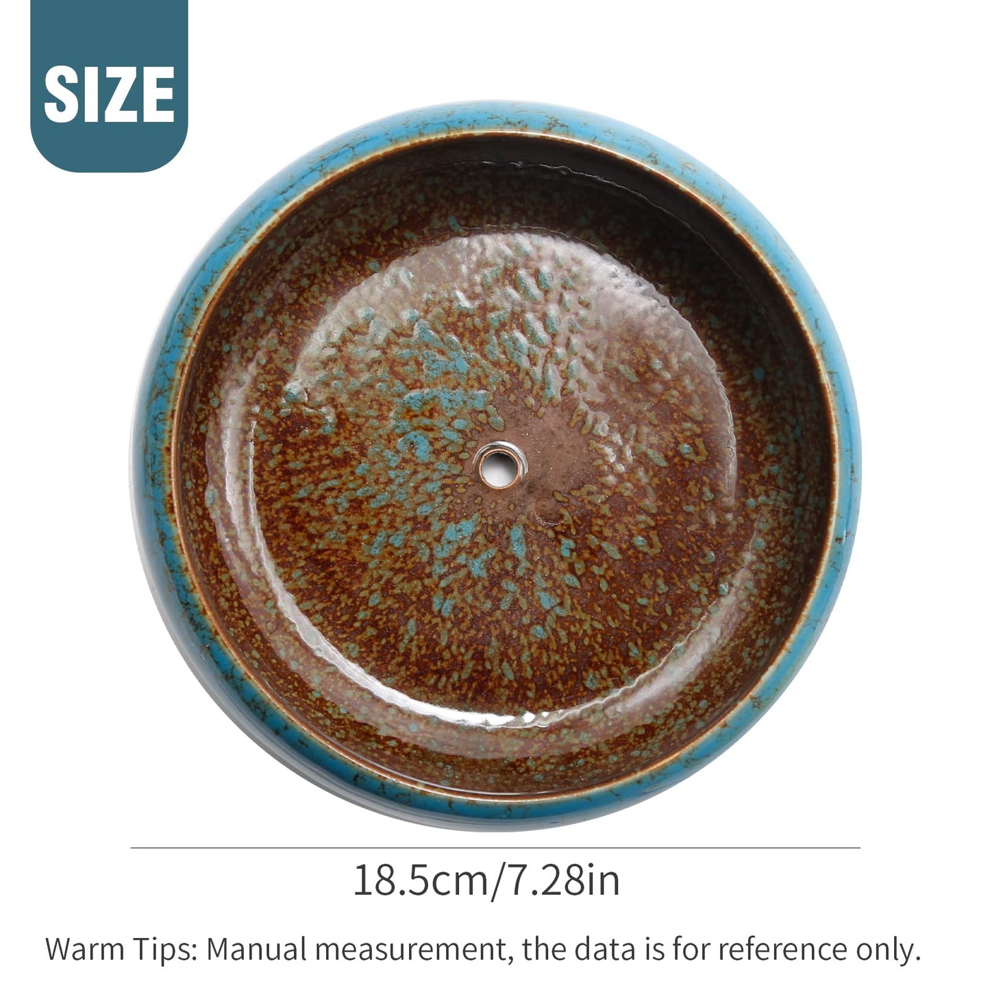 CADUFUELLY 7.3inch * 2.3inch, kiln Transformation Process, Round Ceramic Flower Pot with Drain Hole, Potted Landscape Flower Pot, Garden Decoration Cactus Bracket Flower Container (Blue)