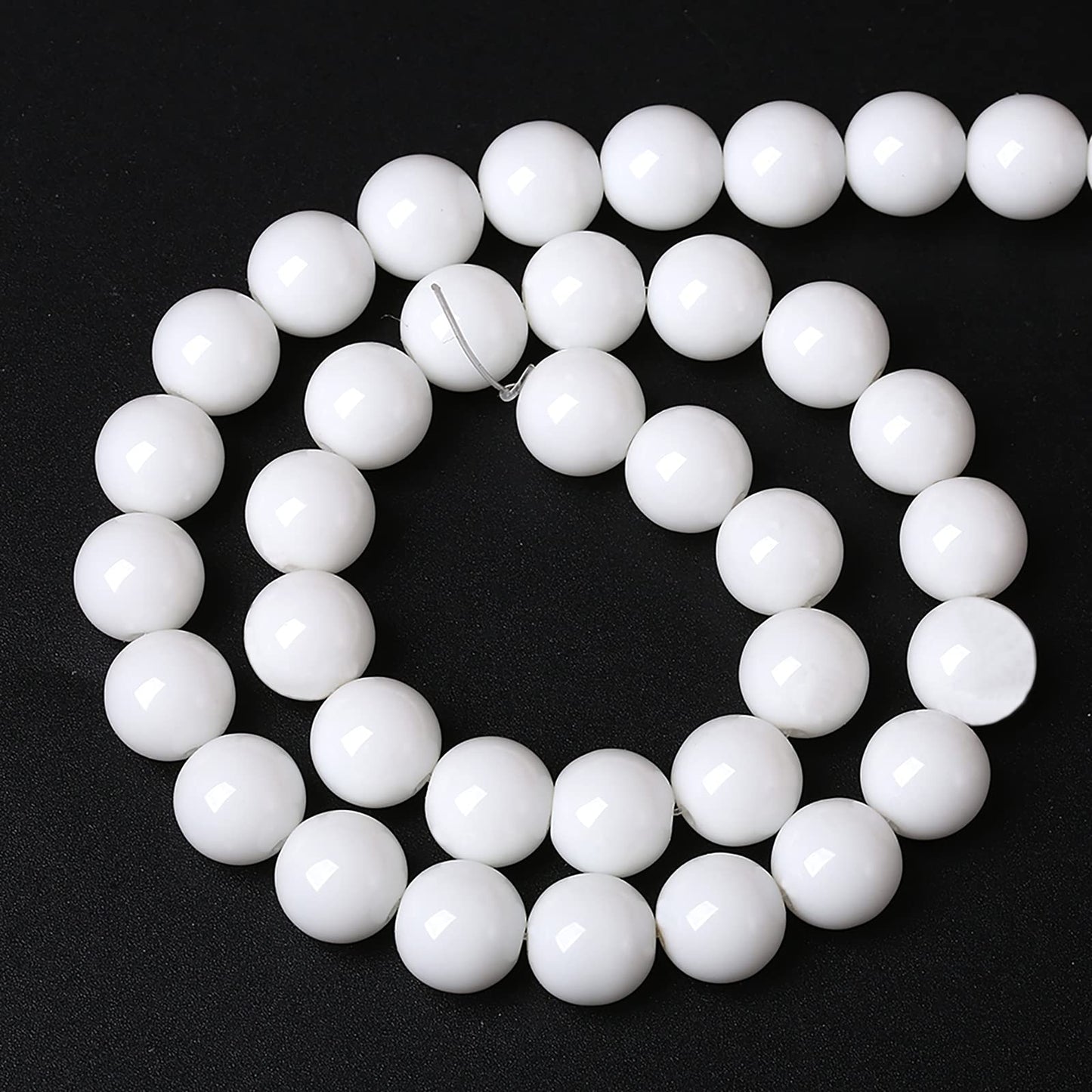 8mm 45PCS White Porcelain Agate Round Spacer Loose Beads for Jewelry Making DIY Bracelet Necklace 15 inches