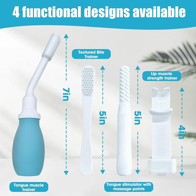 Tongue Exerciser Kit, Promotes Independent Eating and Clear Articulation– Oral Motor Stimulation Kit for Swallowing –Helps Support Oral Muscle Training for Home and Family Use