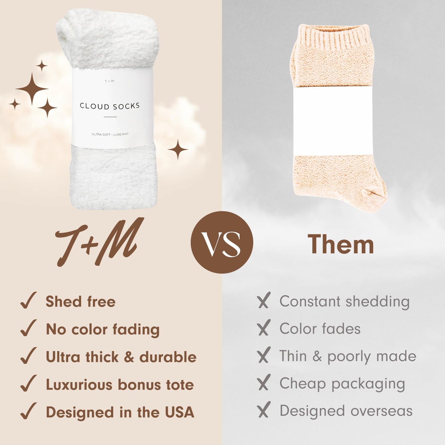 Unboxme Cloud Fuzzy Socks, Unisex Warm Cozy Sleep & Bed Slipper Socks, One Size Fits Most (US 6-12), Easter Gift-Ready, 100% Polyester, White