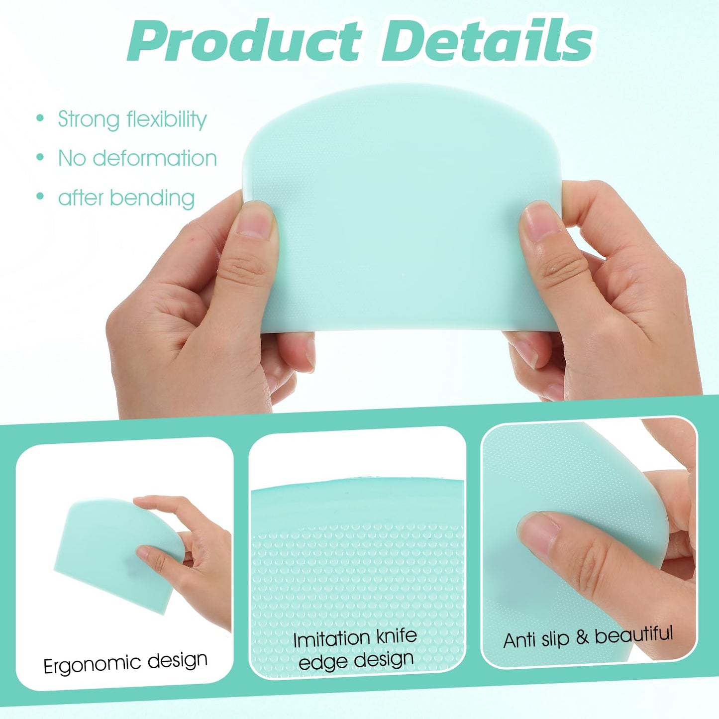 24 Pcs Bench Scraper Dough Scraper for Baking, BPA Free PE Flexible Bowl Scrapers, Food-Safe Plastic Dough Cutter Tool for Bread Cake Fondant Icing (Light Blue, Green, Yellow, Pink)