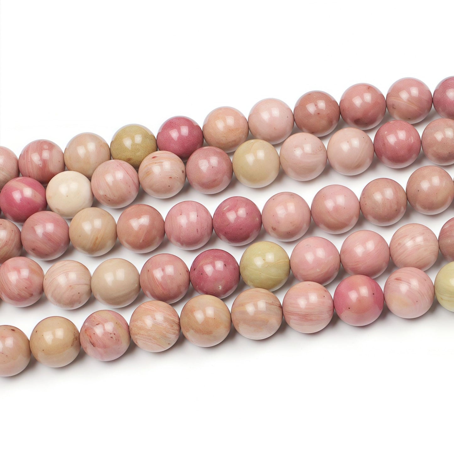 MJDCB Natural Red Stripes Rhodonite Round Stone Beads for Jewelry Making DIY Bracelet Necklace (8mm)
