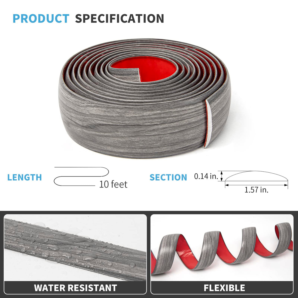 10 ft Vinyl Flat Floor Transition Strip (10 Foot)