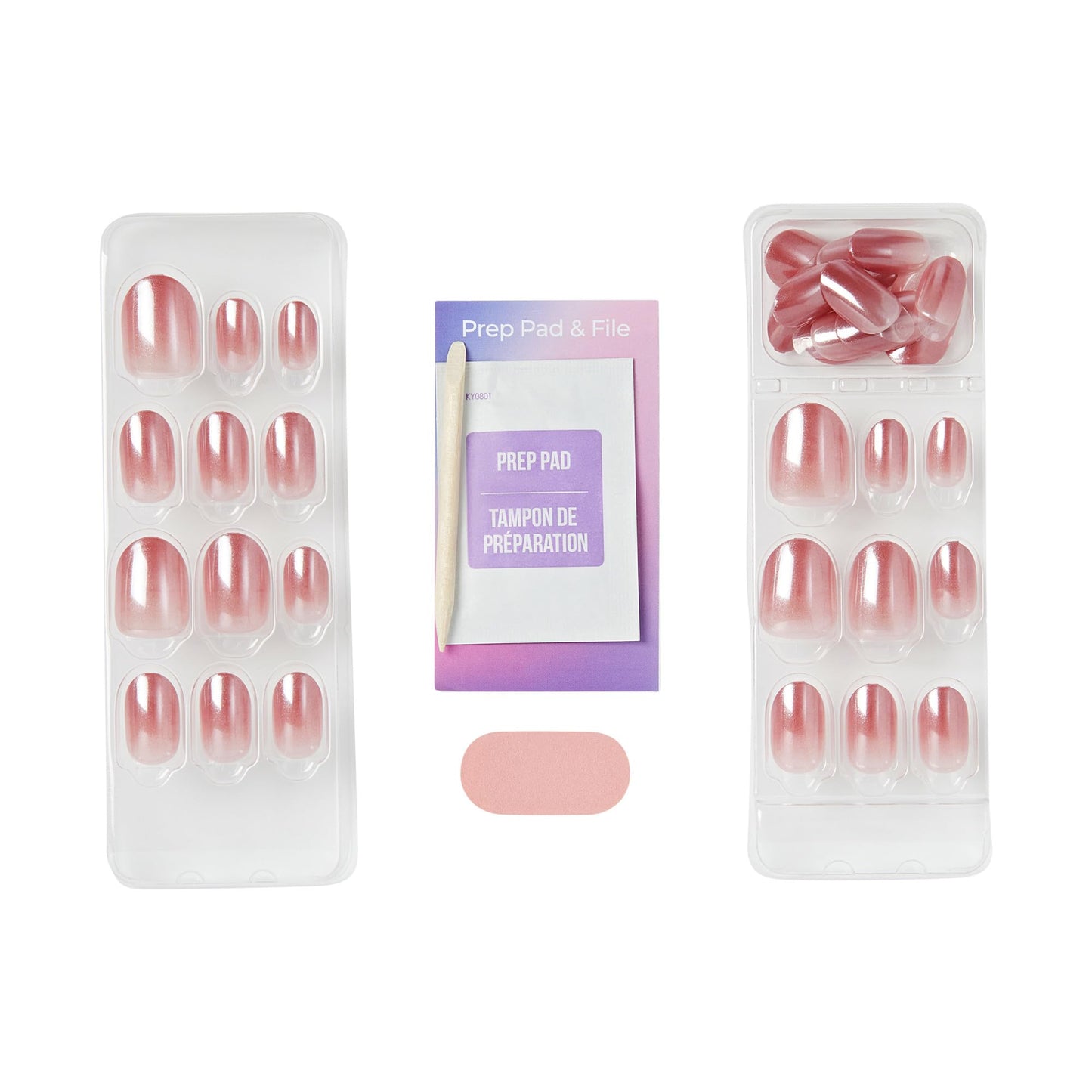 Kiss Impress No Glue Mani Press On Nails, ColorFX, 'Boundless', Pink, Short Size, Oval Shape, Includes 30 Nails, Prep Pad, Instructions Sheet, 1 Manicure Stick, 1 Mini File