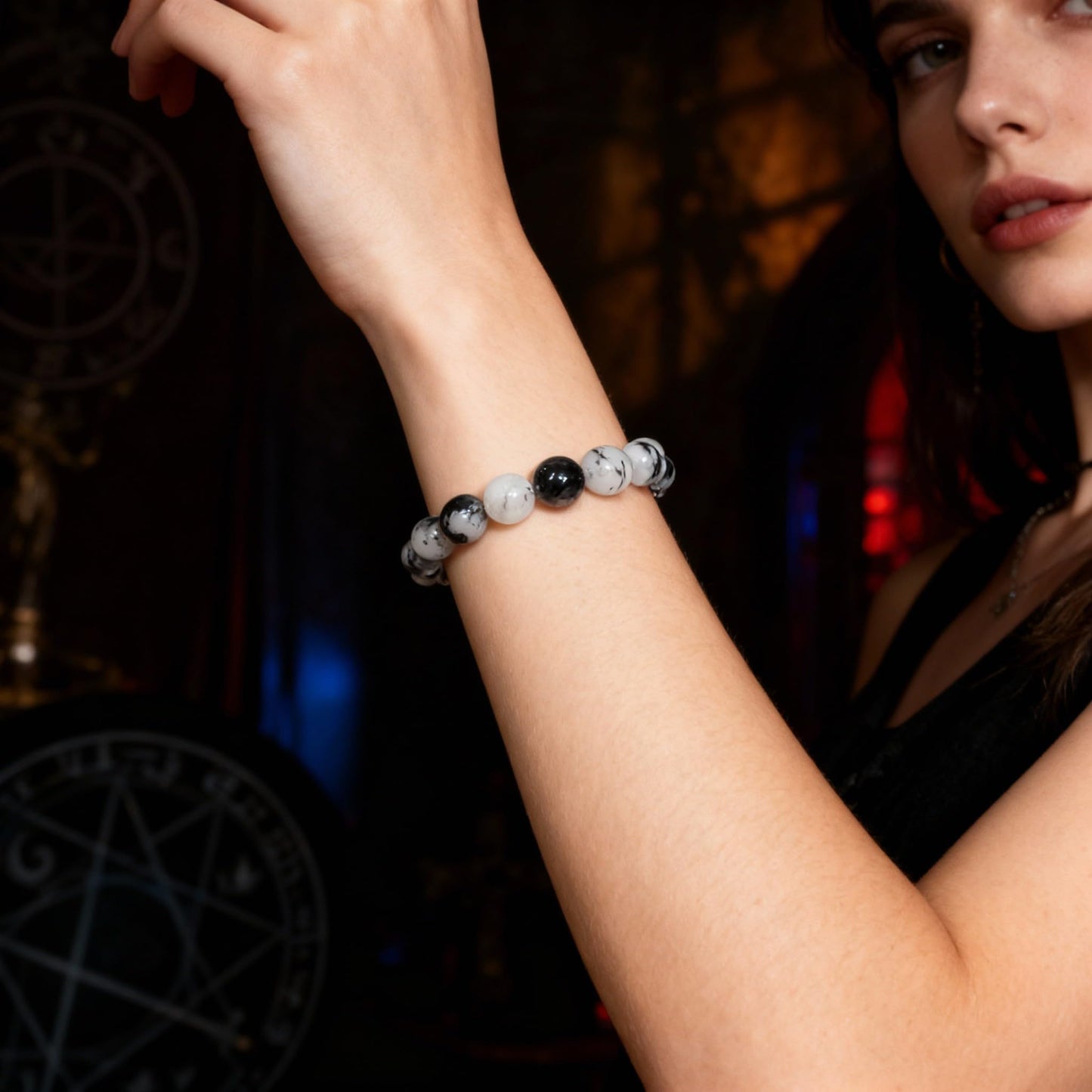 The Vida Handmade AAA+ Quality Crystal Stretch Elastic Bracelet - Nature Gemstone - Jewelry Gift - Holiday Gift - For Women & Men (Tourmalinated Quartz)